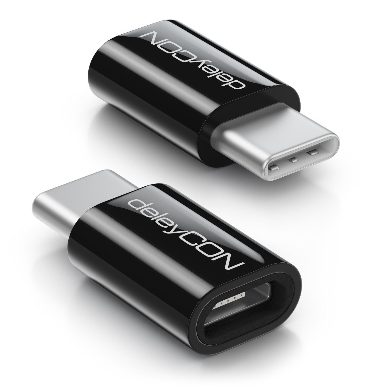 deleyCON 2x Micro USB auf USB-C Adapter Handy Smartphone Tablet USB-Adapter