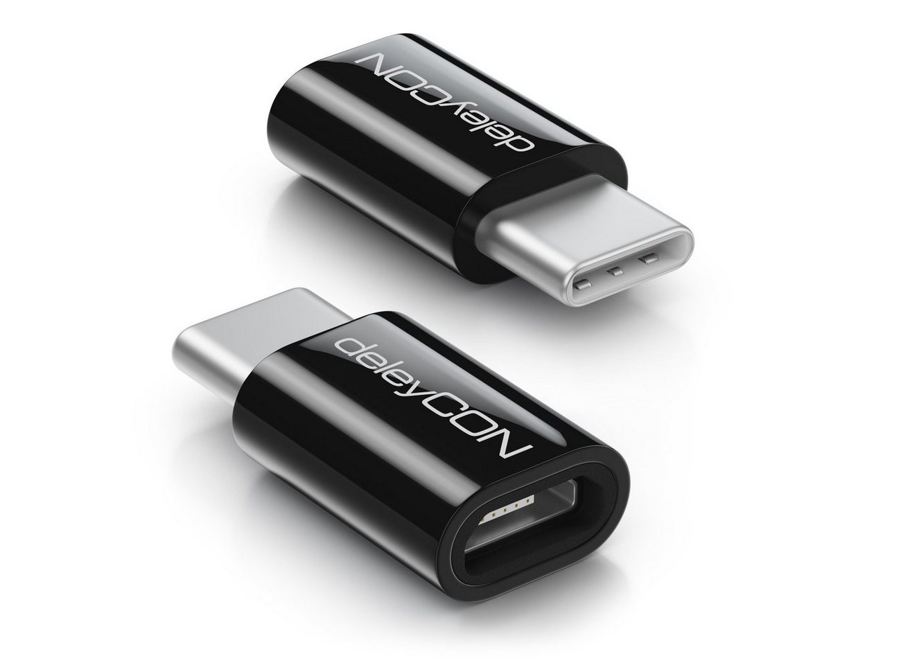 deleyCON deleyCON 2x Micro USB auf USB-C Adapter Handy Smartphone Tablet USB-Adapter