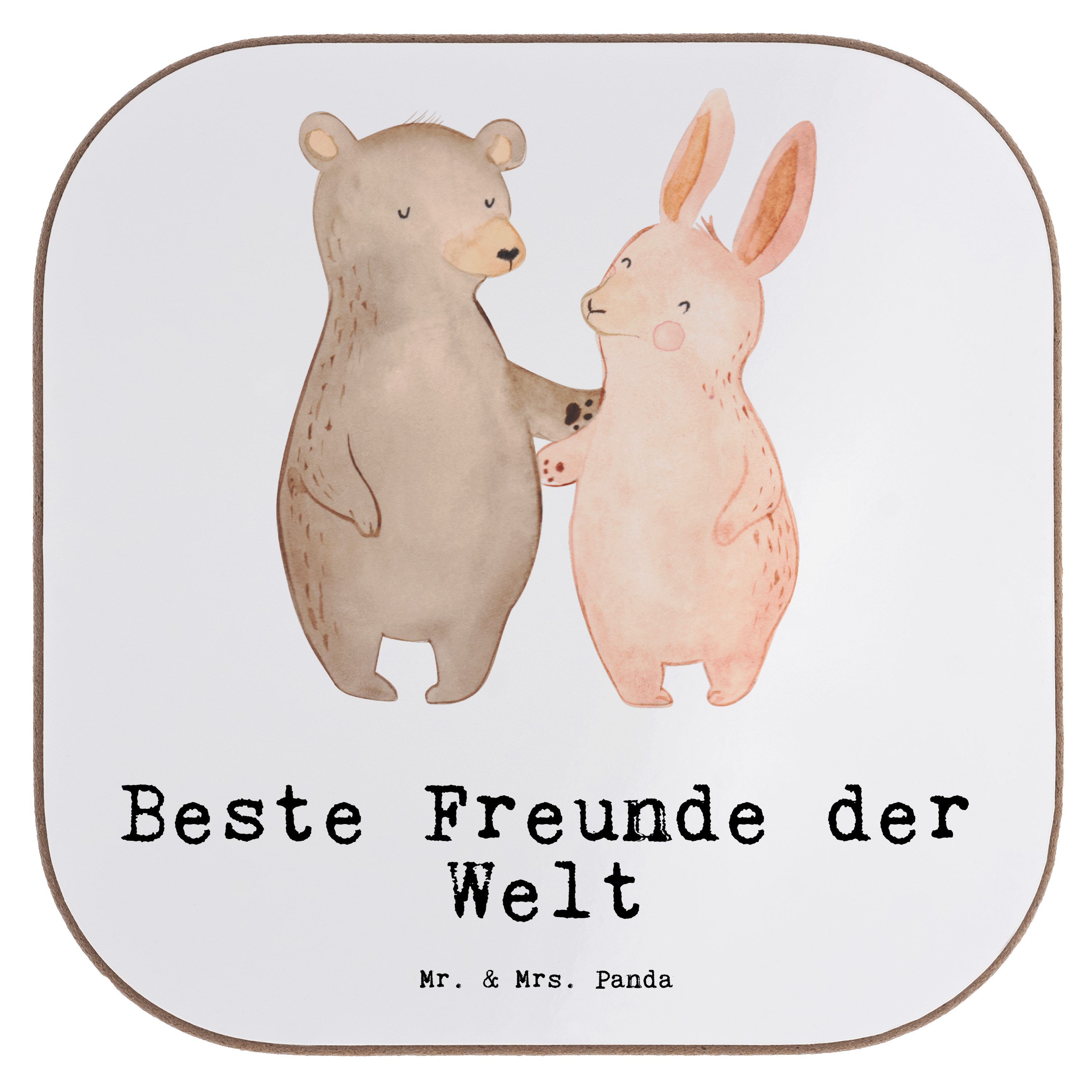 Mr. & Mrs. Panda Getränkeuntersetzer Hase Beste Freunde der Welt - Weiß - Geschenk, Schenken, Untersetzer, 1-tlg.