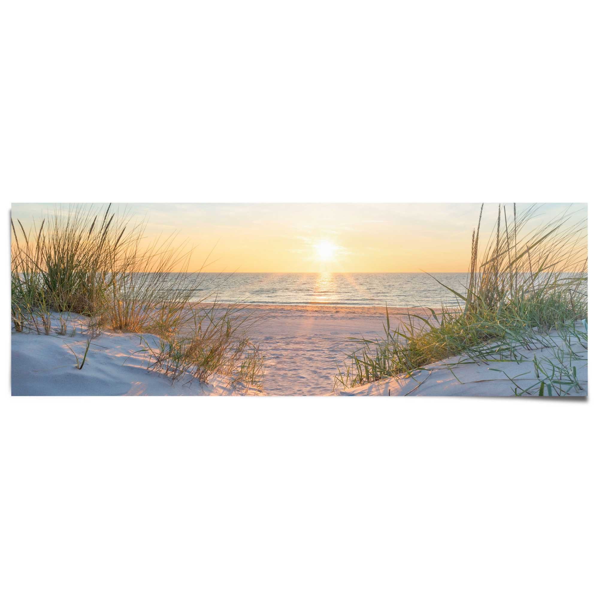 Reinders! Poster Golden Hour, Wohnzimmer - Sonnenuntergang - Strand - Meer - 170 gr. Papier