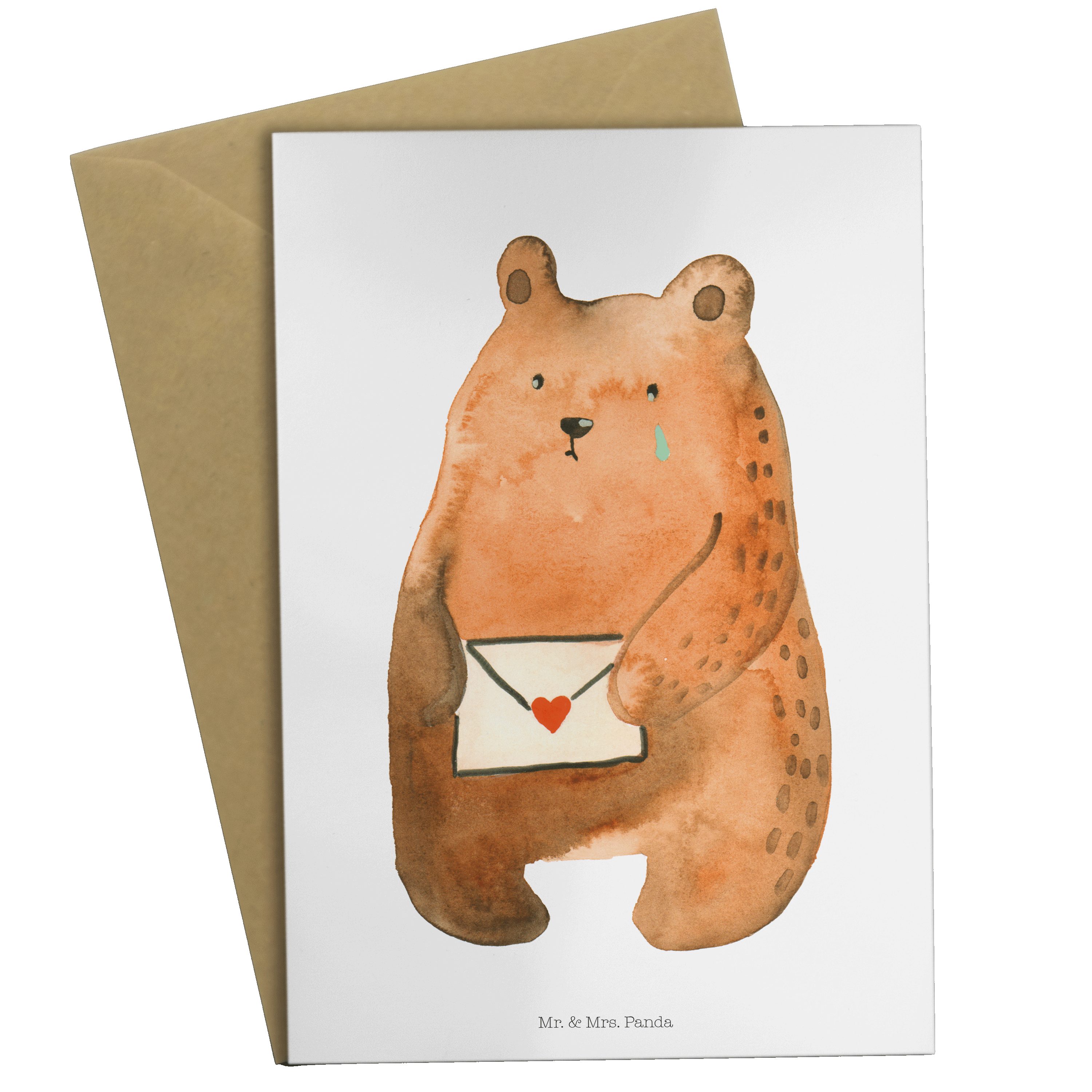 Mr. & Mrs. Panda Grußkarte Liebesbrief-Bär - Weiß - Geschenk, Einladungskarte, Teddybär, vermiss