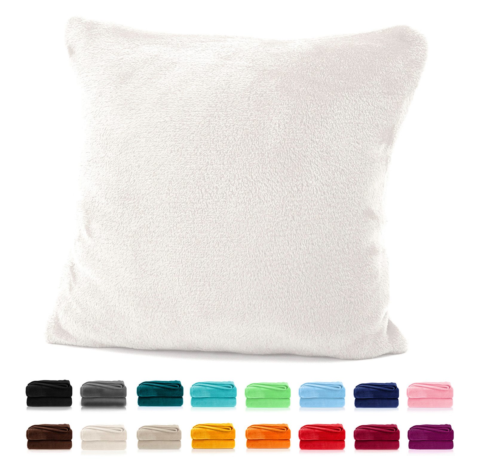 heimtexland Dekokissen Flanell Soft Kuschelkissen Plüsch Kissenbezug, super weich und flauschig, Allergiker geeignet, atmungsaktiv