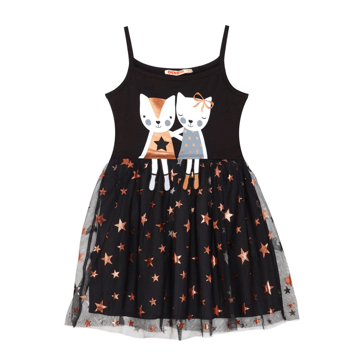 Denokids Midikleid Copper Star Cat Mädchen (1-tlg) Bekleidung, Outfit, Dress, Robe, Midikleid