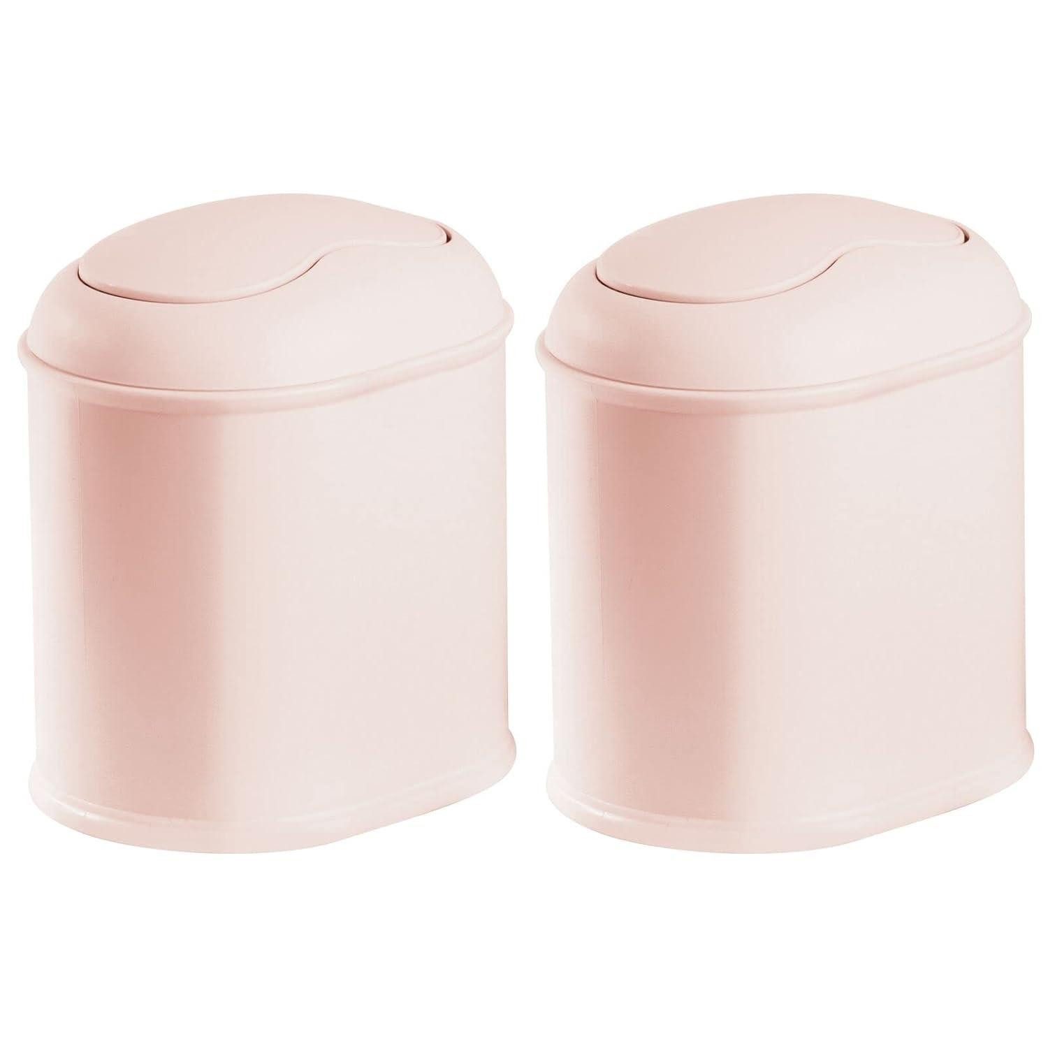 mDesign Badaccessoire-Set Mülleimer Kosmetikeimer Schwingdeckel Abfalleimer 2er Set mDesign he