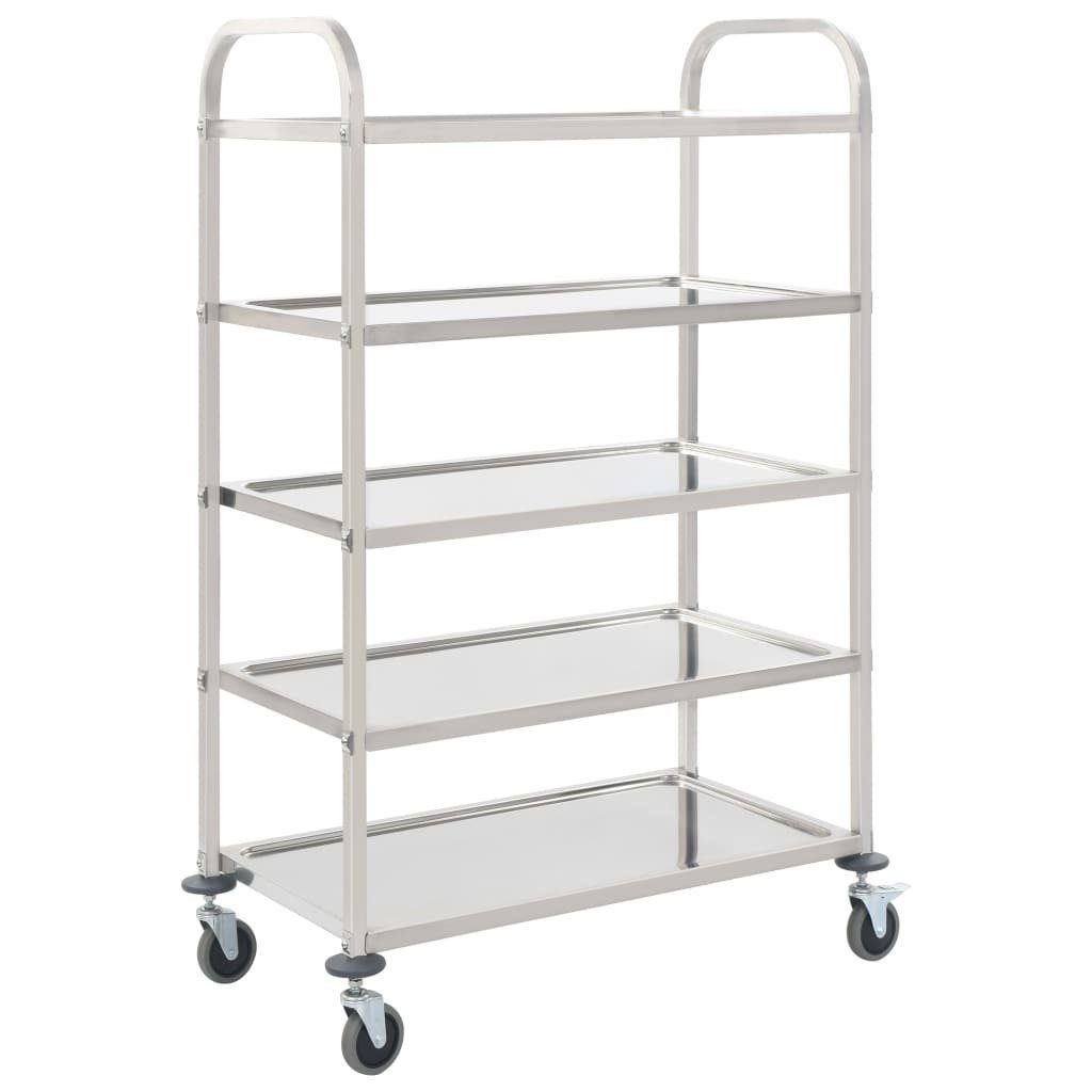 vidaXL Küchenwagen 5-Stufiger Servierwagen 107 x 55 x 147 cm Edelstahl