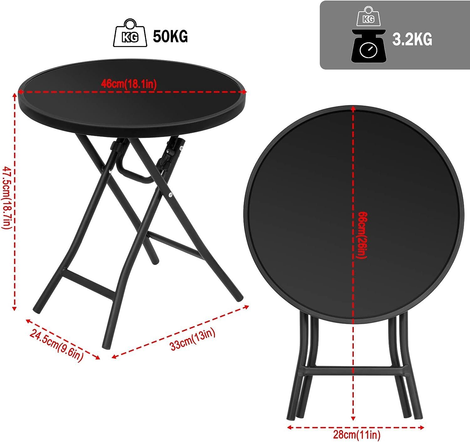 EUGAD Gartentisch (1-St), Klapptisch mit Metallrahmen, aus gehärtetem Glas