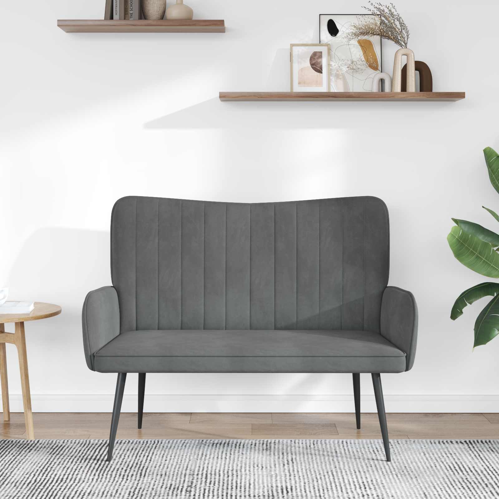 vidaXL Sofa 2-Sitzer Sofa Dunkelgrau 115 x 61 x 87 cm Samt, 1 Teile – Bild 3 von 5