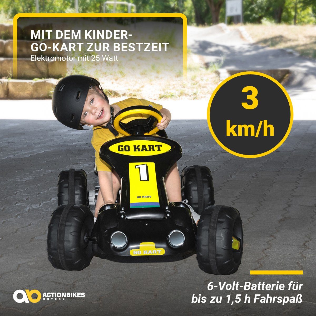 Actionbikes Motors Go-Kart Kinder Go Kart 9788 elektro - 3 km/h - Bremsautomatik - 25 W, Kinder Fahrzeug Spielzeug ab 3 Jahre elektro