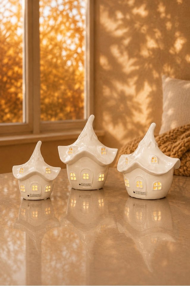 TIZIANO - DESIGN & EMOTIONS Dekofigur Deko Haus Bobelli creme-weiß LED