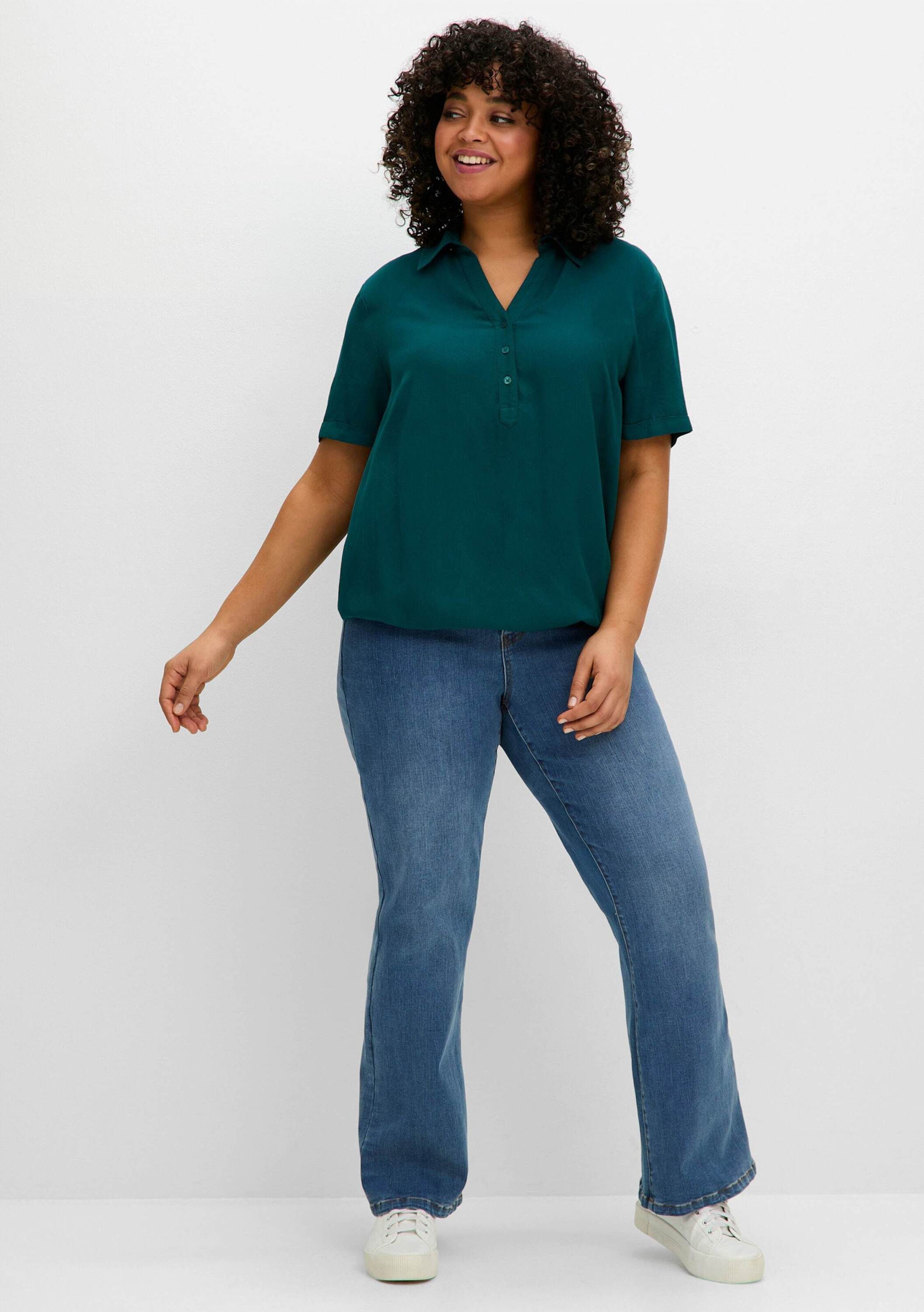 Sheego Klassische Bluse Tunika Kurzarm günstig online kaufen