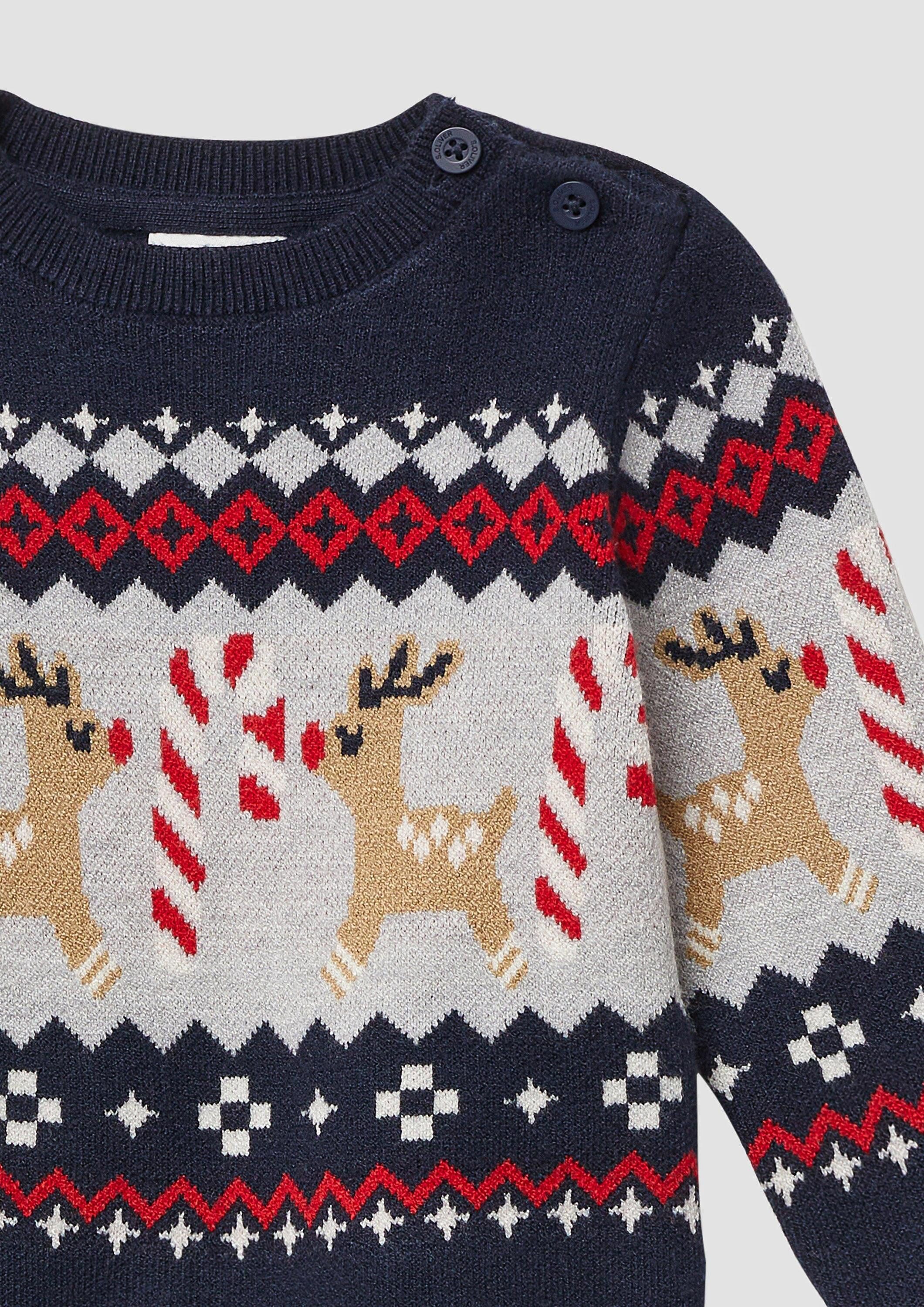 s.Oliver Longpullover Strickpullover Strickpullover mit Weihnachtsmotiven