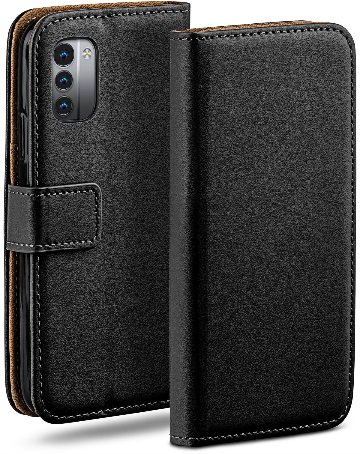 moex Handyhülle für Nokia G21 Hülle Klappbar Book Case Schwarz 6,5 Zoll, Klapphülle Kartenfach Flip Cover Handytasche Leder Optik Schutzhülle