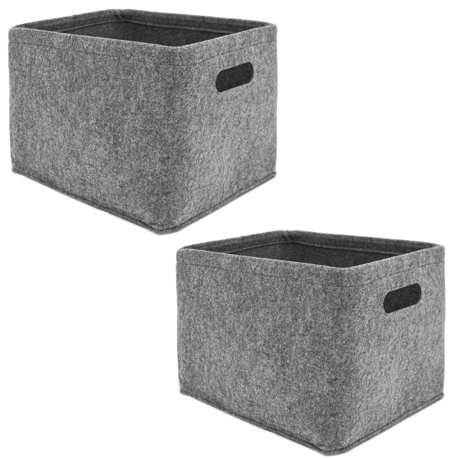 DuneDesign Aufbewahrungskorb 2er Set - 33x26x23 Filz Aufbewahrungsbox - Kallax Regaleinsatz Faltbar (2 St), Stabiler Filzkorb - Aufbewahrungskorb - Stauraum Kinderzimmer & Bad