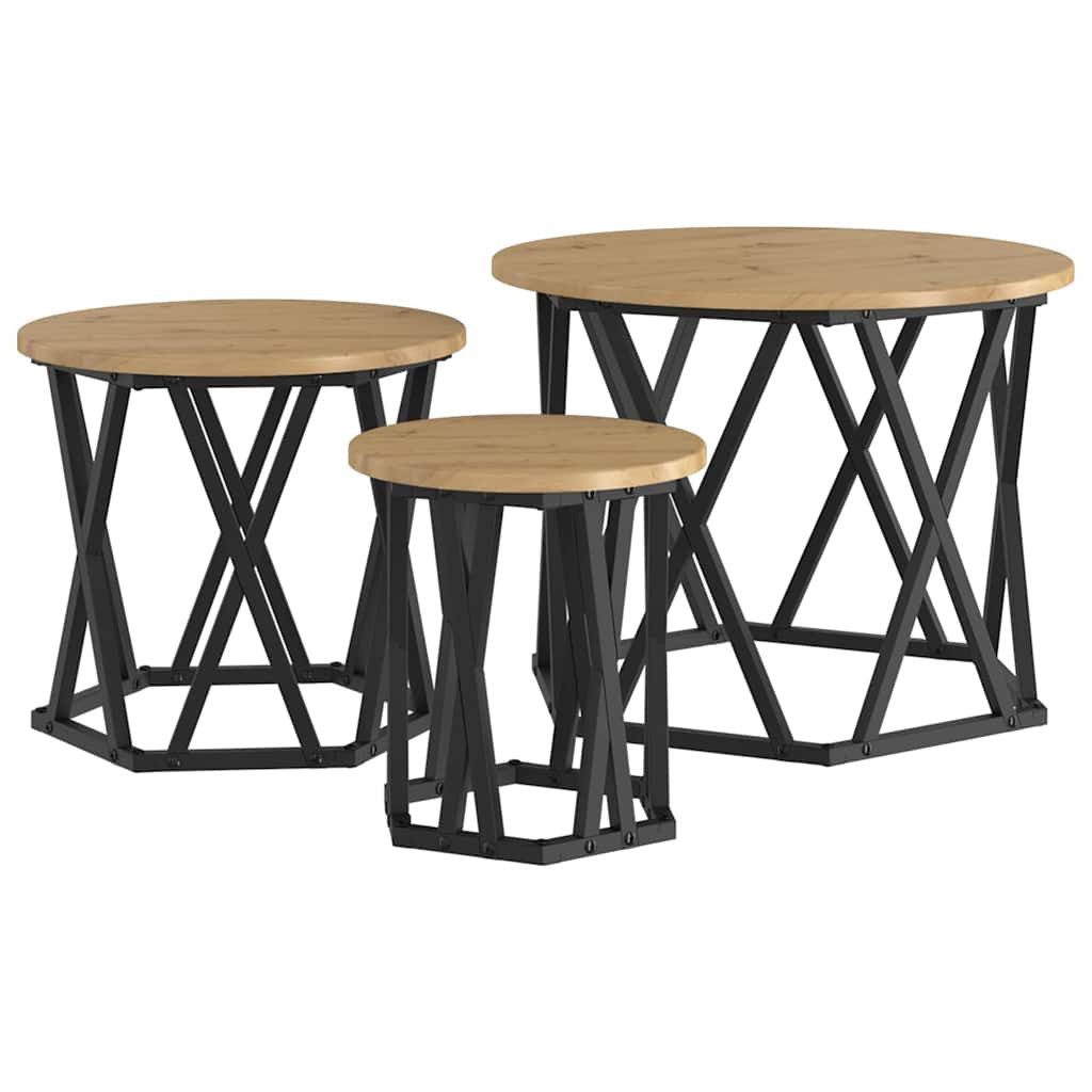vidaXL Couchtisch Nesting Beistelltisch 3 pcs Artisan-Eiche (3-St)