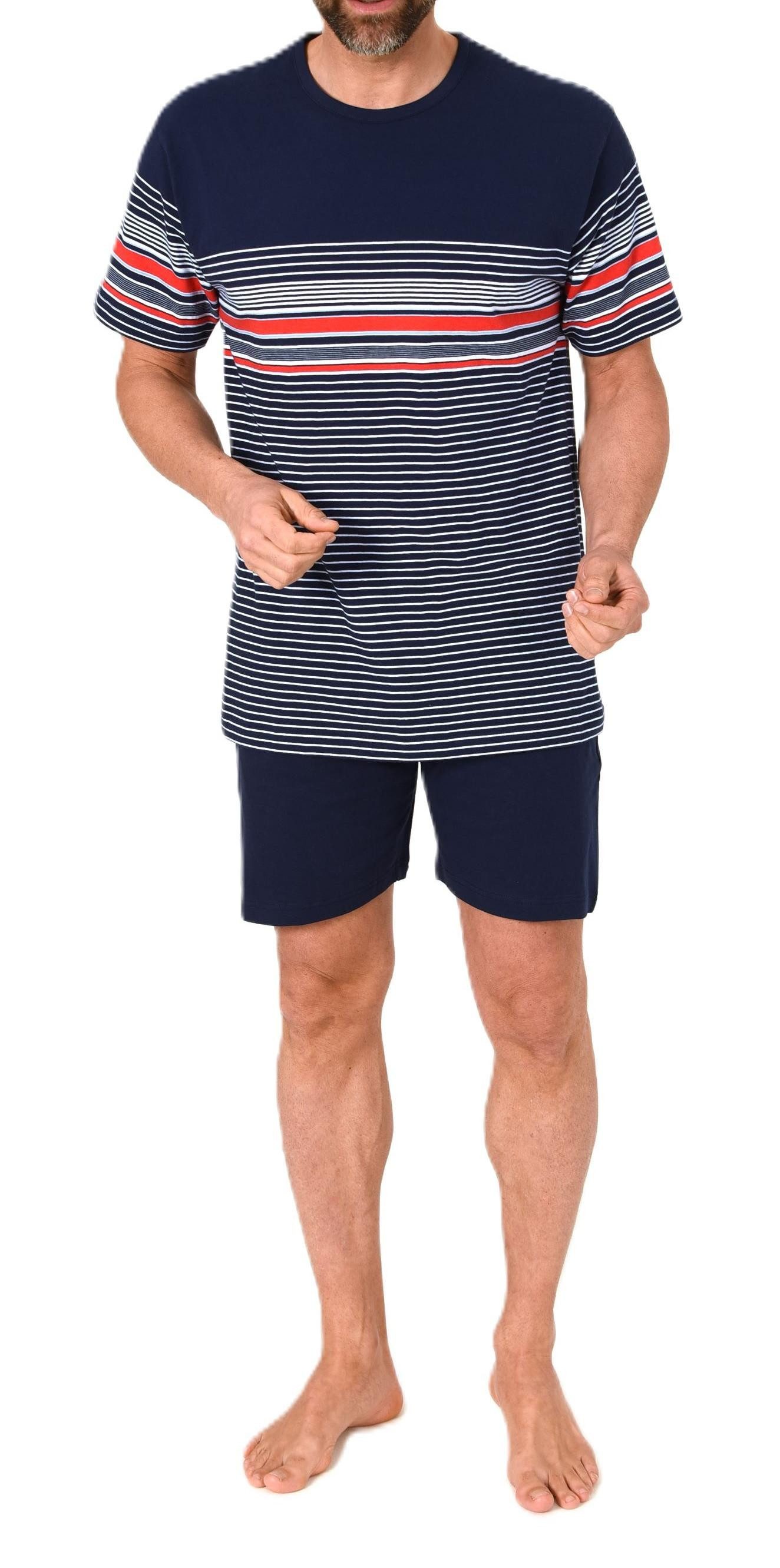 Normann Pyjama Normann Herren kurzarm Schlafanzug Shorty in eleganter Strei günstig online kaufen