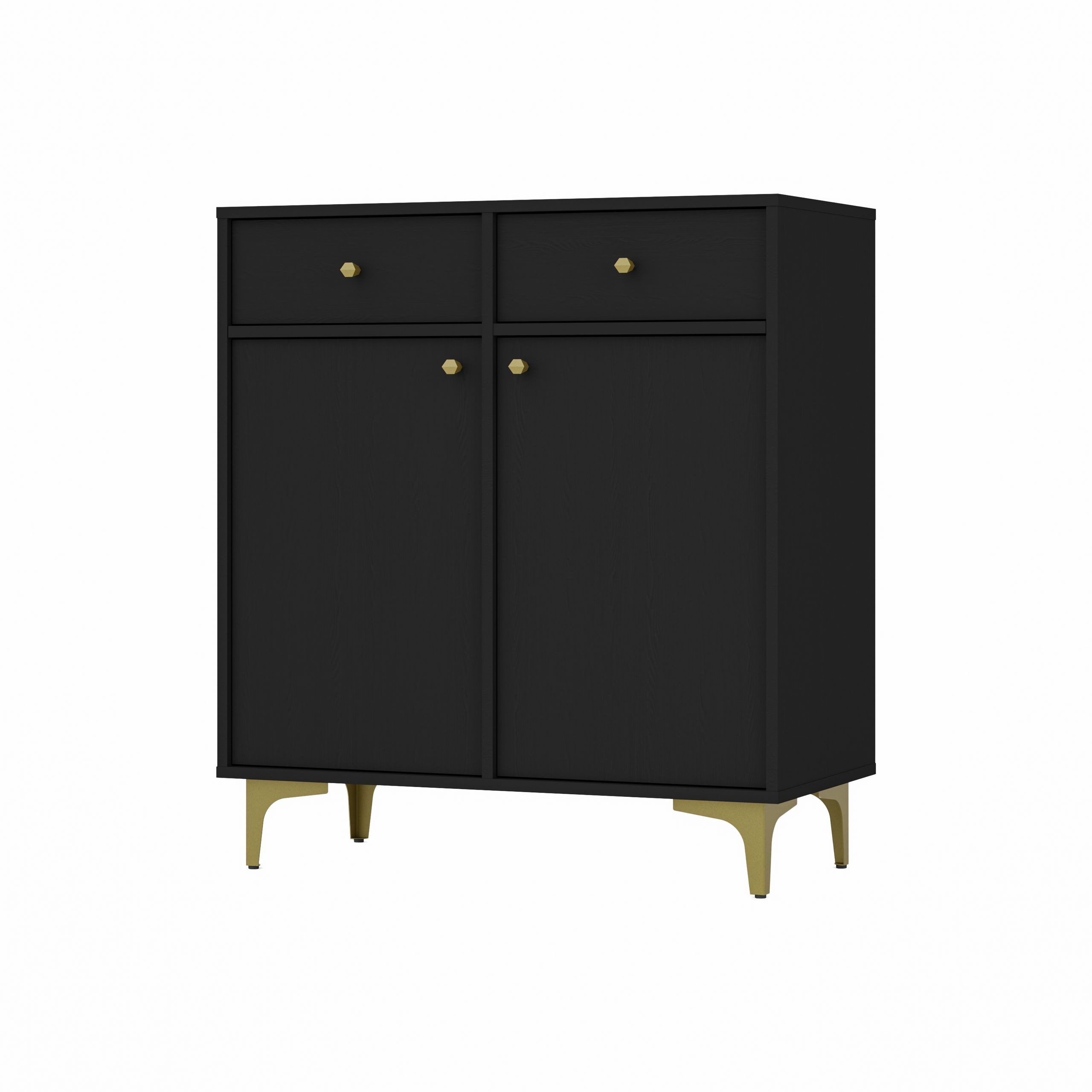 Kommode TORINO 84 cm Sideboard mit 2 Schubladen und 2 Türen Graphitfarben