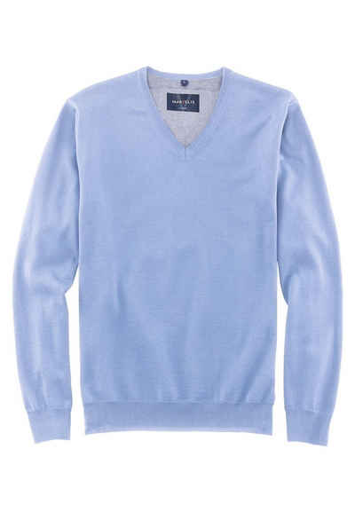 MARVELIS V-Ausschnitt-Pullover Пуловеры - Casual Fit - V-Ausschnitt - Einfarbig - Hellblau (1-tlg)
