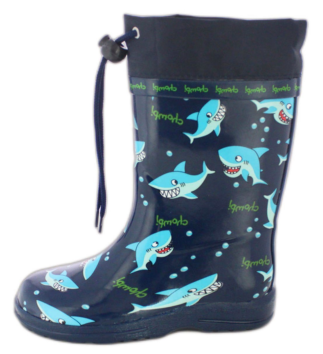 Beck Gummistiefel Sharks Gummistiefel (wasserdichter, schmaler Stiefel, für trockene Füße bei Regenwetter) Stulpe mit Kordel, weicher flexibler Naturkautschuk