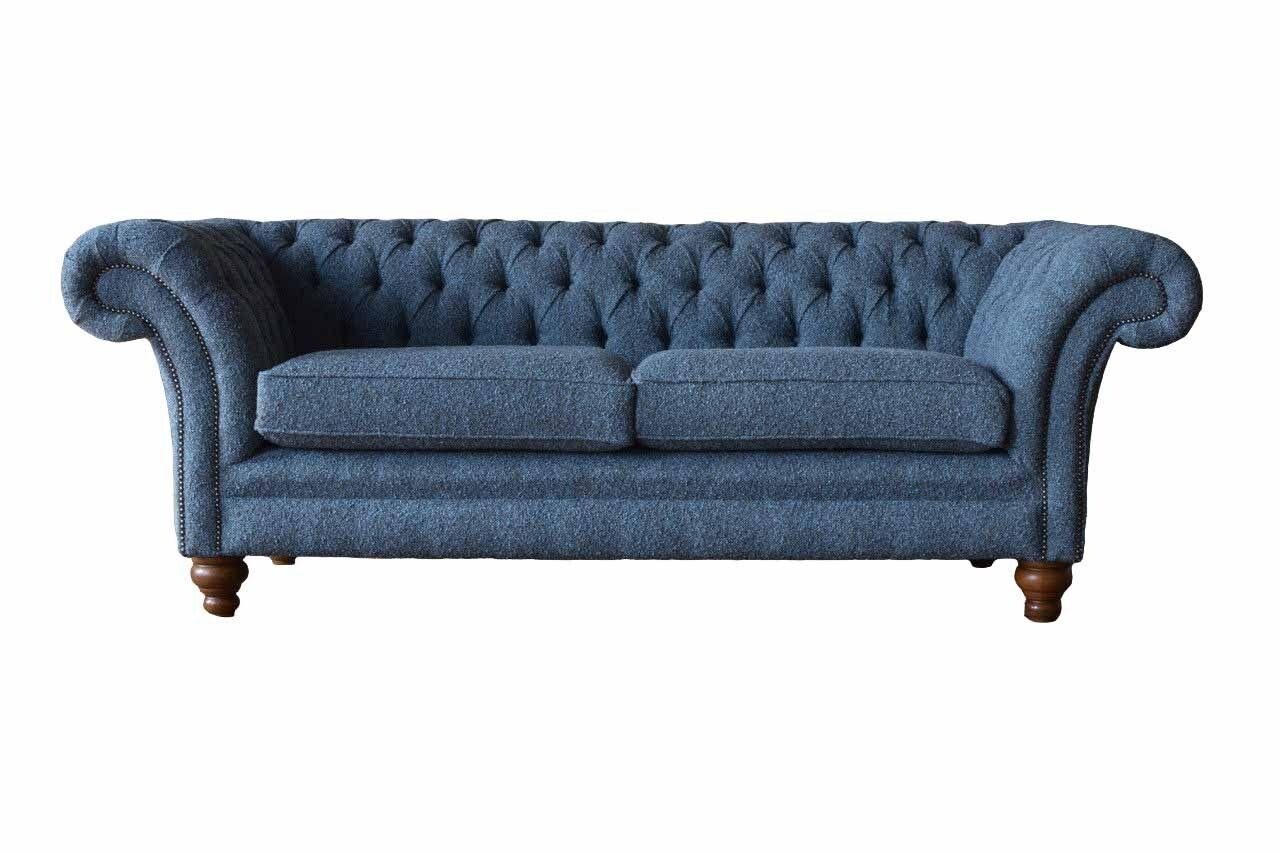 JVmoebel Sofa Englische Samt Sofa Couch In Sofas, Made Chesterfield Dreisitz Möbel 230cm Büro Europe