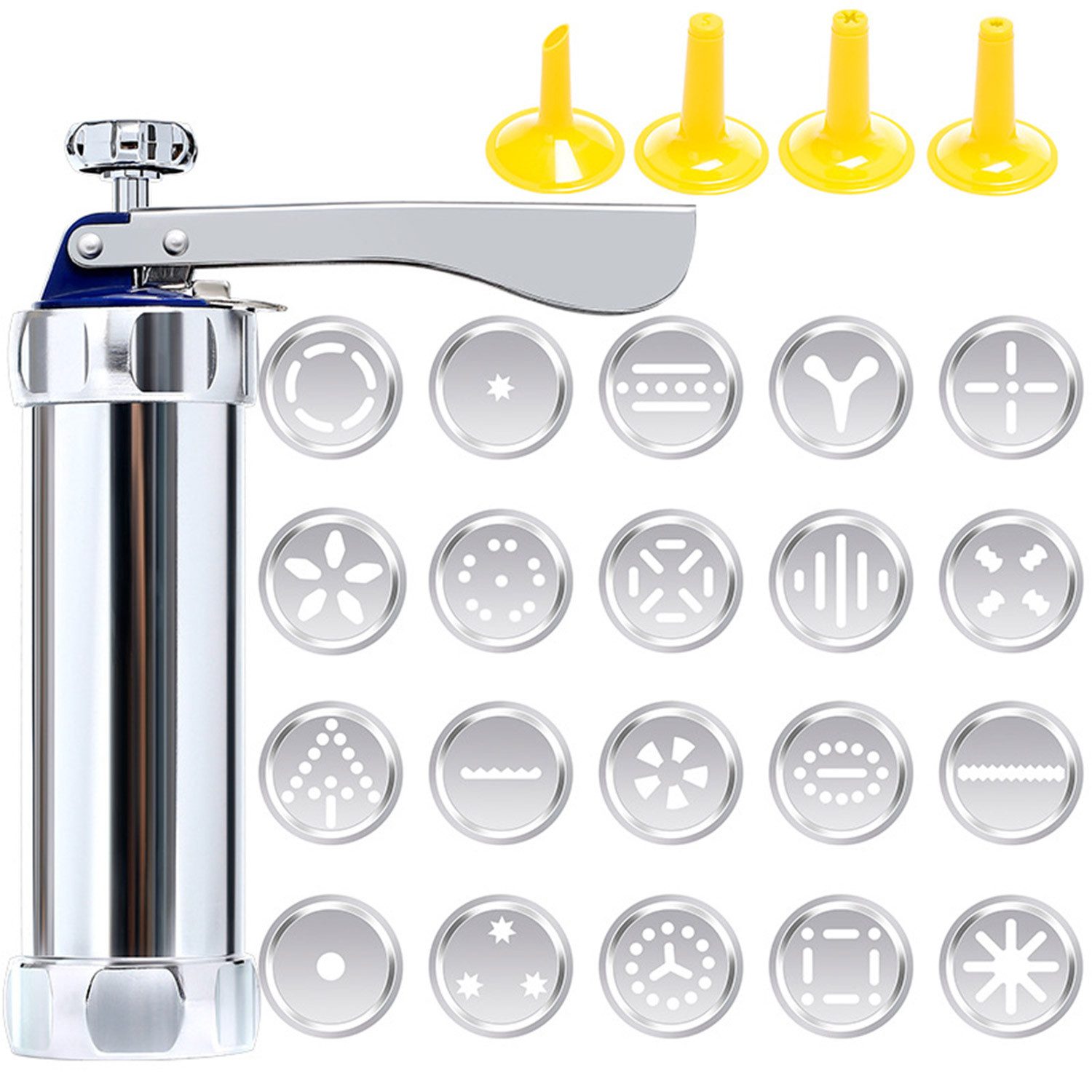 Refttenw Gebäckpresse für Spritzgebäck, Kekspresse Plätzchenpresse Backzubehör Set für Hause, (Set), mit 4 Spritztüllen und 20 Keksformen