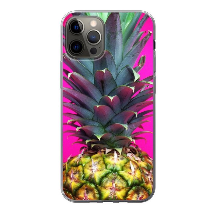 MuchoWow Handyhülle Ananas - Obst - Rosa Handyhülle Apple iPhone 13 Pro Smartphone-Bumper Print Handy