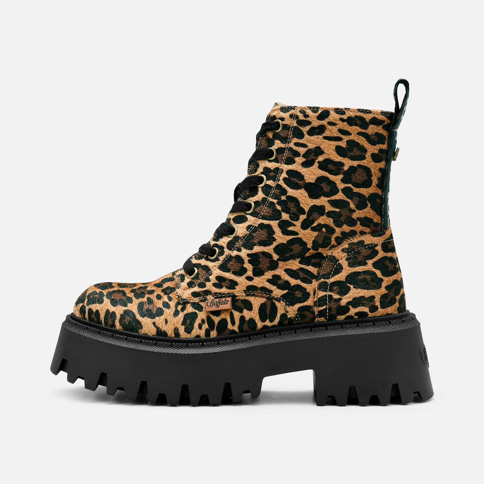 Buffalo ASPEN Schnürboots Schnürstiefelette, Plateauboots in trendiger Leo-Optik