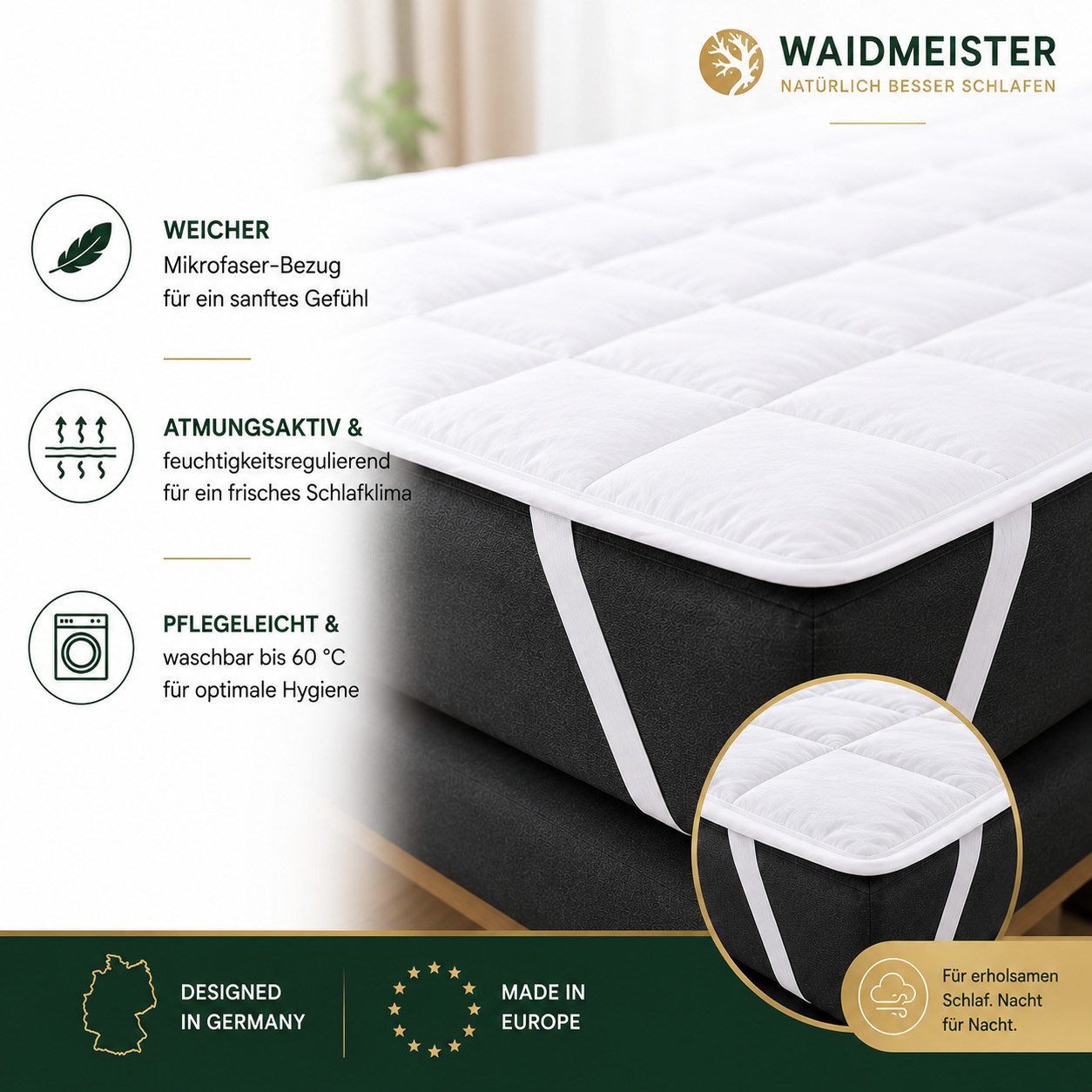 Matratzenauflage Matratzenauflage Comfort aus Mikrofaser DILUMA, Für Boxsprinbetten und alle gängigen Matratzen – Bild 4 von 5
