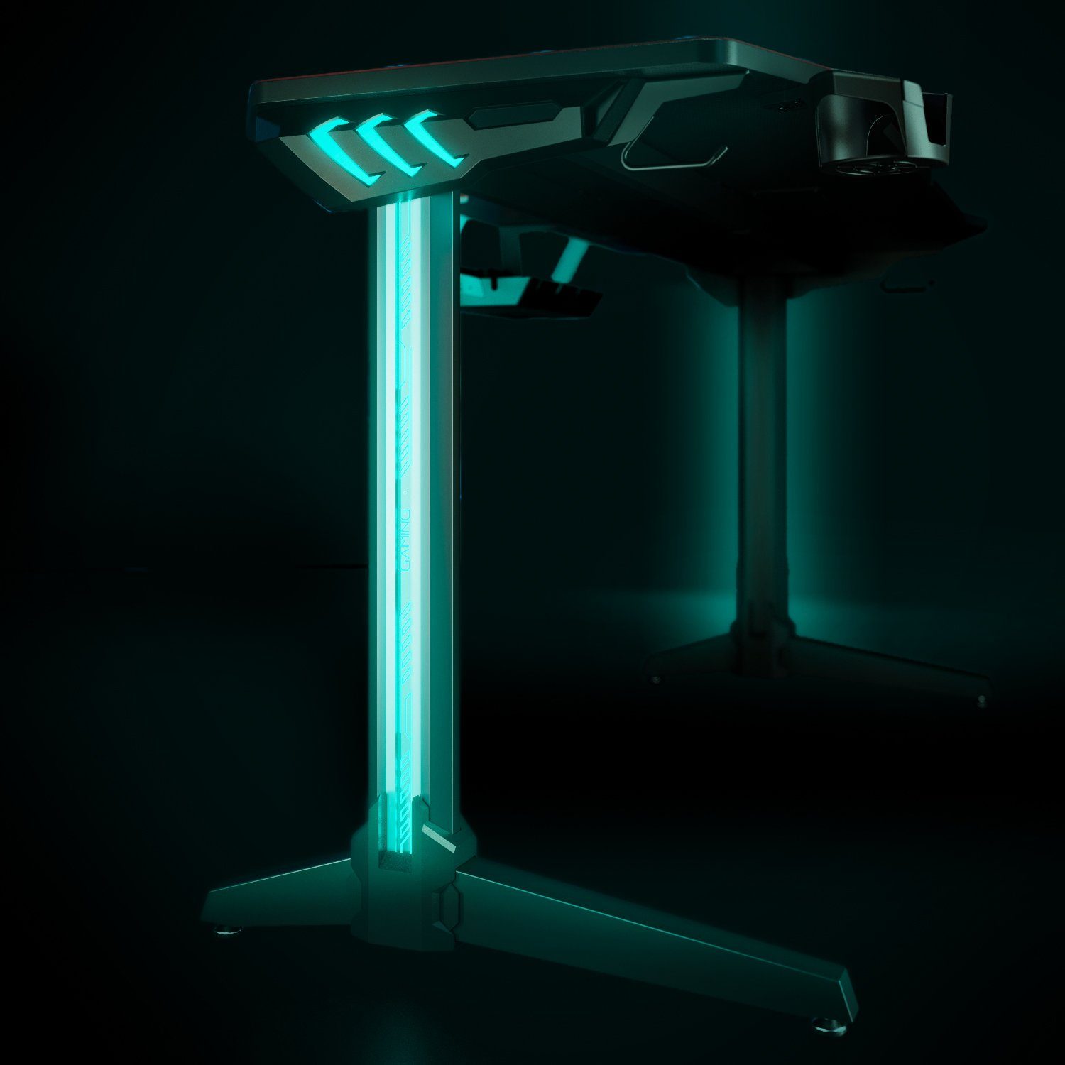 140x60x75 cm, Schwarz SONNI in LED-Beleuchtung, mit Gamingtisch 140cm breite Mehrzweckspieltisch