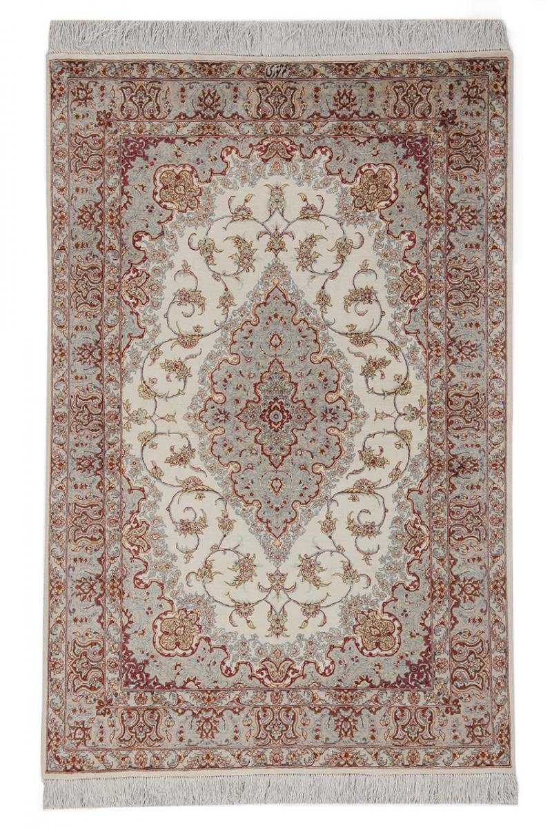 Orientteppich Isfahan Seidenkette 99x151 Handgeknüpfter Orientteppich, Nain Trading, rechteckig, Höhe: 6 mm