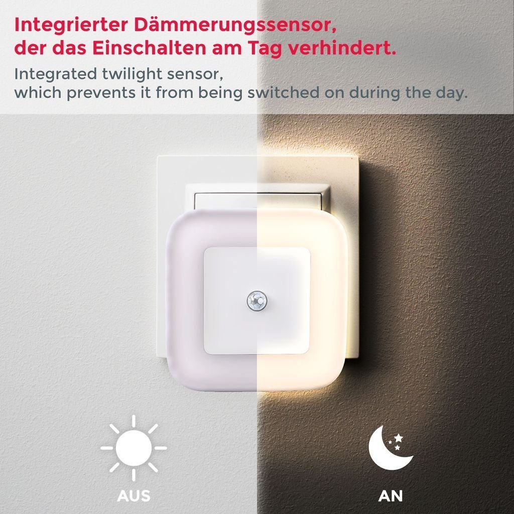B.K.Licht Wandleuchte 2er Set LED Nachtlicht Steckdosenleuchte Bewegungsmelder - BKL1133, LED fest integriert, 3000K - Warmweiß – Bild 5 von 5