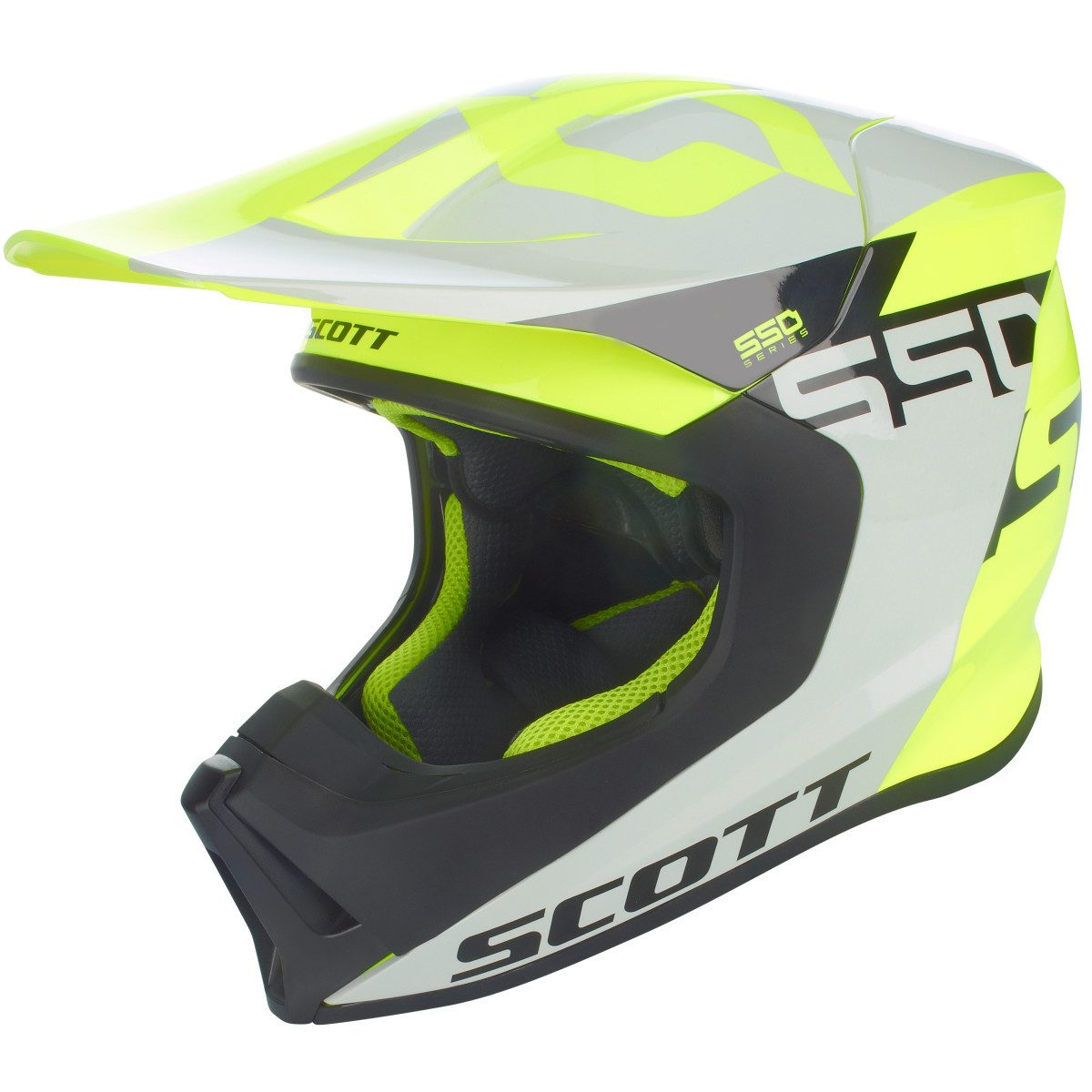 Scott Motorradhelm Scott 550 Woodblock grau / gelb Crosshelm S (1er Set)