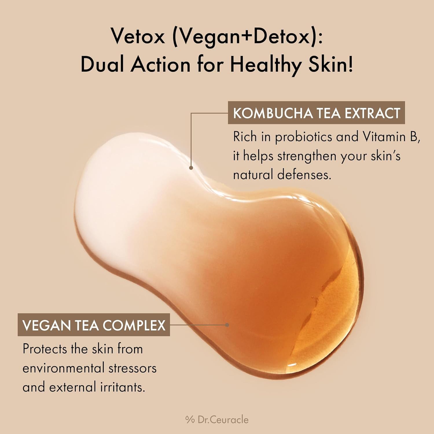 Dr. Ceuracle Gesichtsserum Vegan Kombucha Tea Essence 150 ml – Feuchtigkeitsspendende Gesichtsessenz mit Kombucha & Grüntee, milchige Toner-Essenz zur, Stärkung der Hautbarriere, für alle Hauttypen geeignet