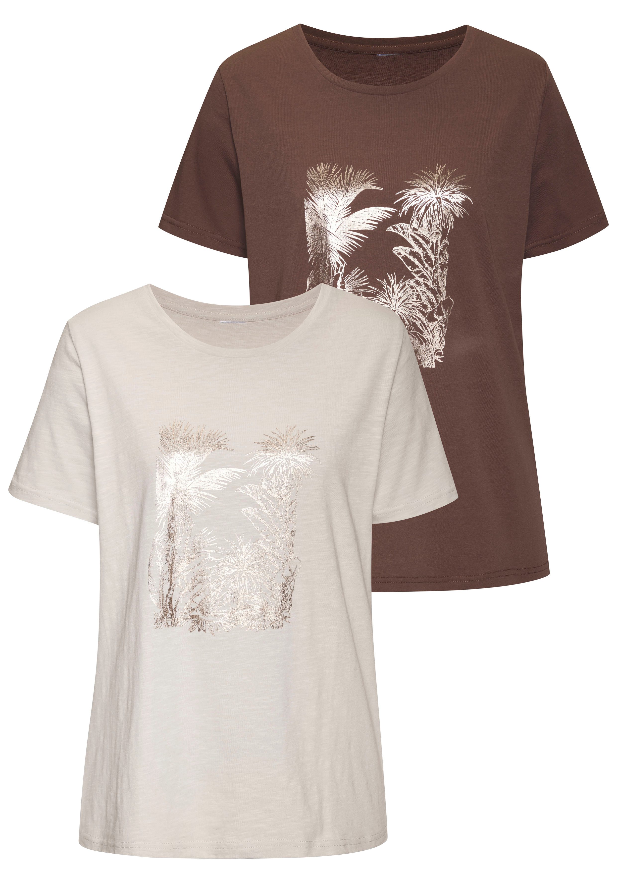 Vivance T-Shirt mit goldfarben schimmerndem Folienprint günstig online kaufen