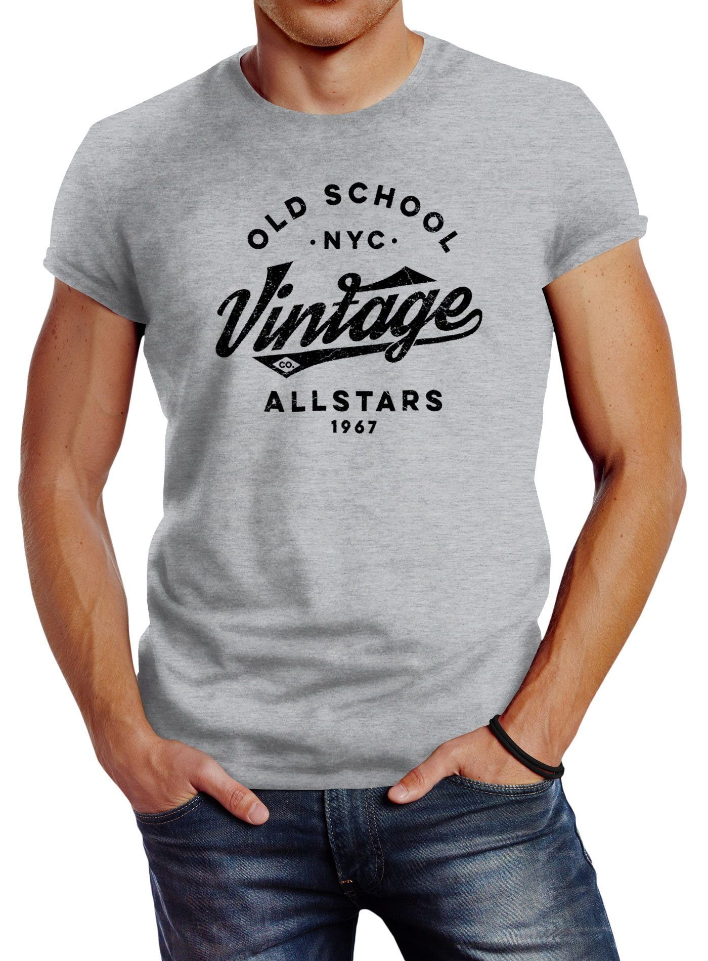 Neverless Print-Shirt Neverless® Herren T-Shirt College günstig online kaufen