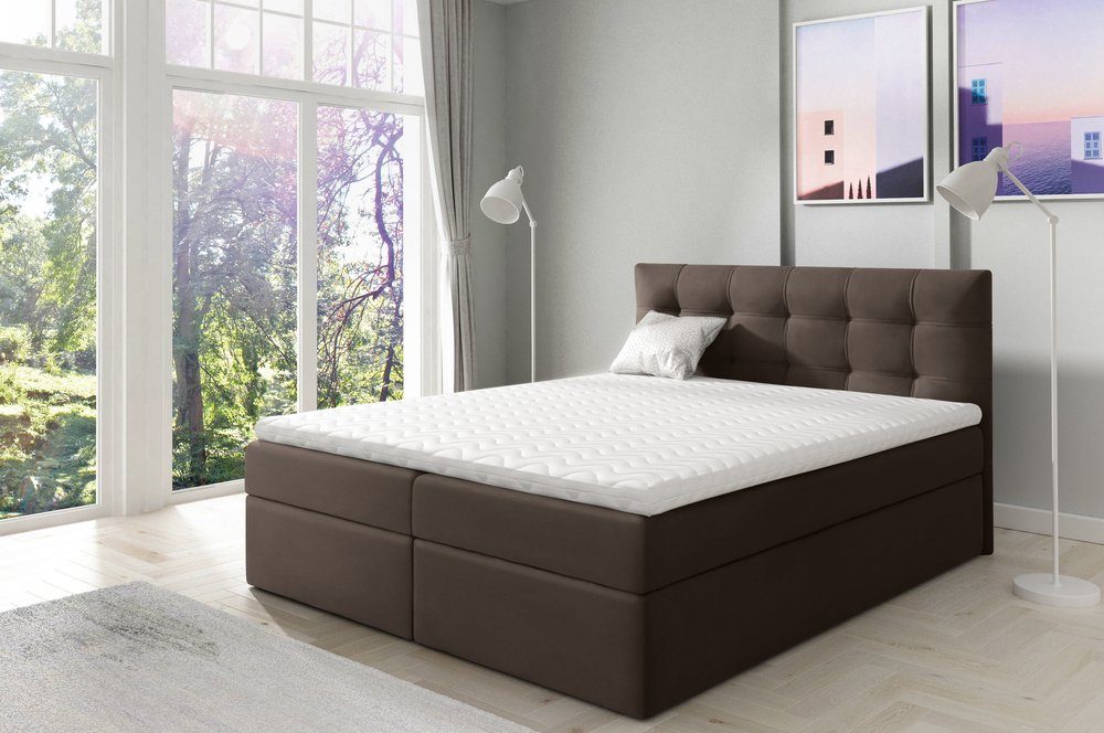 99rooms Boxspringbett Leroy (Schlafzimmerbett, Bett), 120/140/160/180/200 x 200 cm, mit Topper und Bettkasten