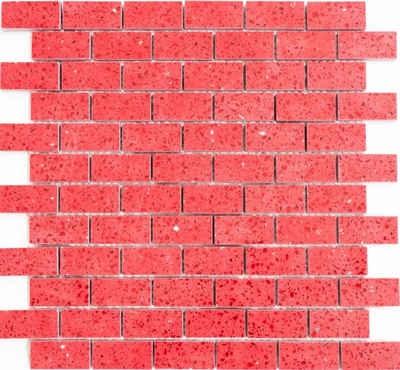 Mosani Bodenfliese Mosaikfliesen Quarz Komposit Kunststein Brick Artificial rot