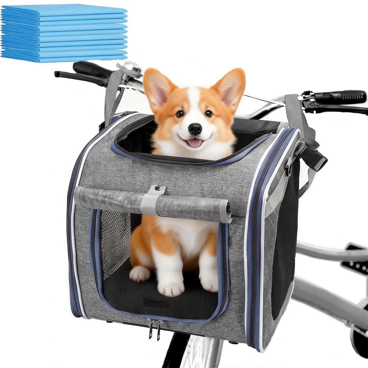 LuxusKollektion Tierfahrradkorb Fahrradkorb Hund/Katze vorne faltbar bis 10kg