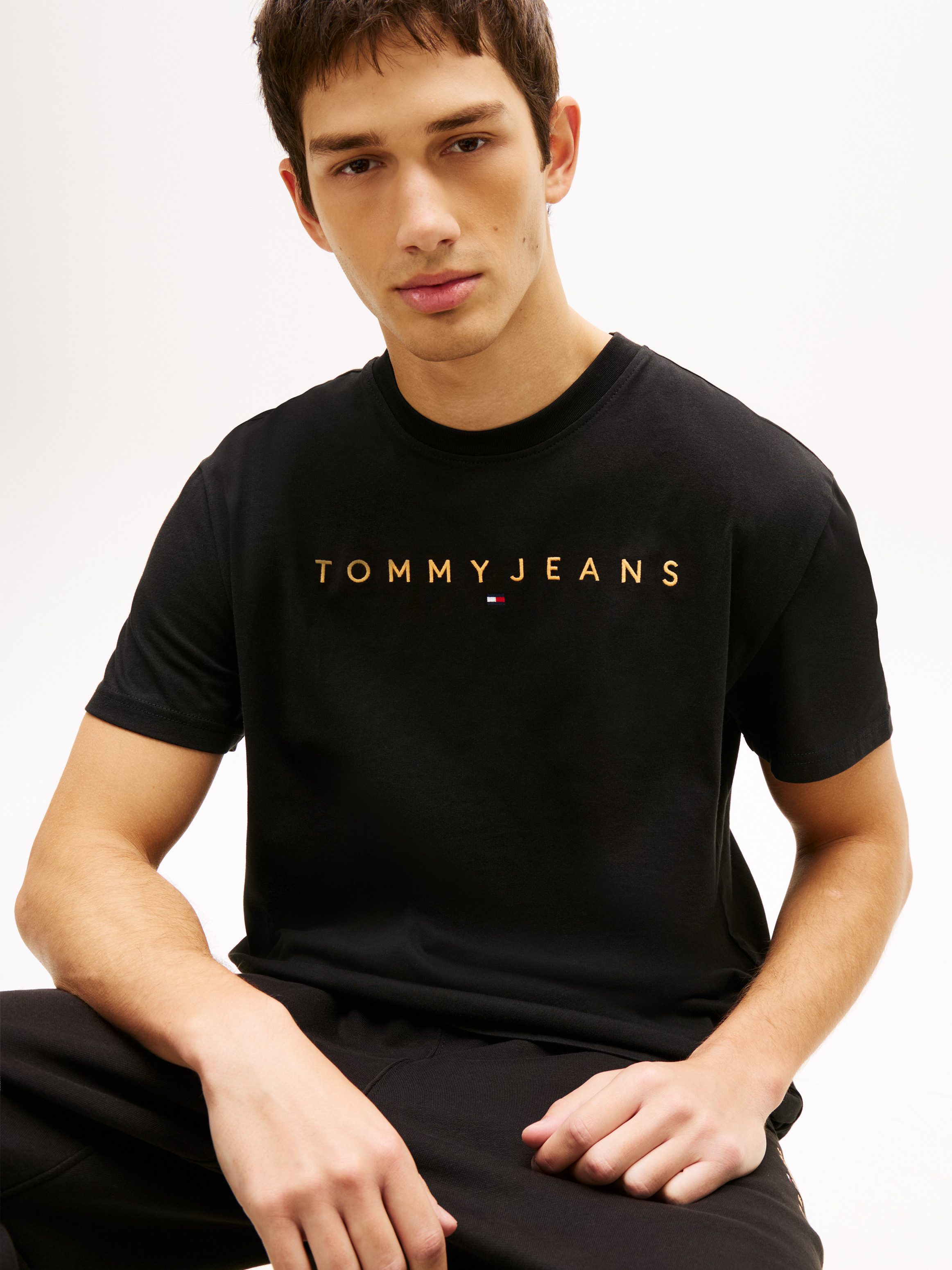 Tommy Jeans T-Shirt TJM REGULAR LINEAR LOGO EXT Rundhals, Regular Fit