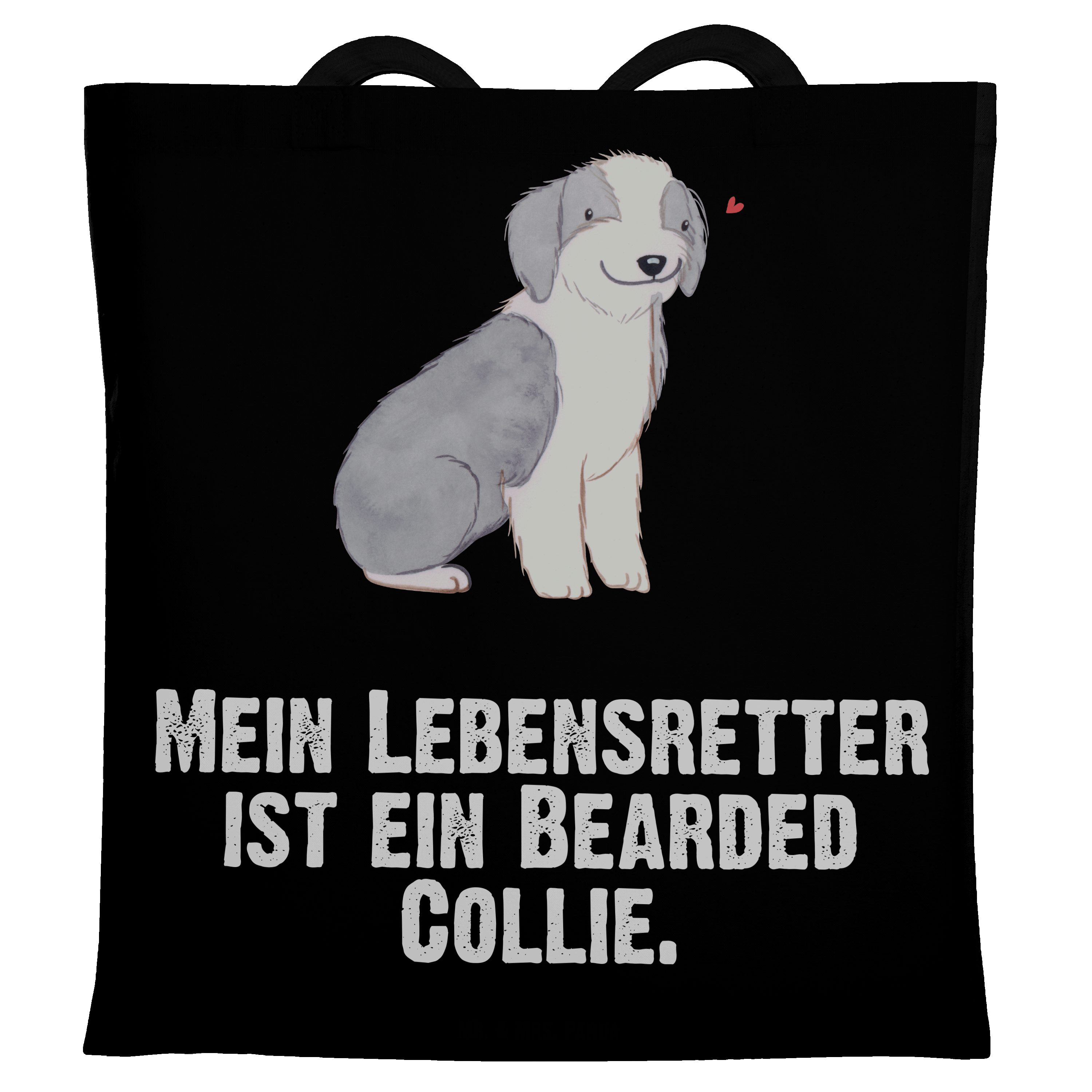 Mr. & Mrs. Panda Tragetasche Bearded Collie Lebensretter - Schwarz - Geschenk, britischer Hütehund (1-tlg)