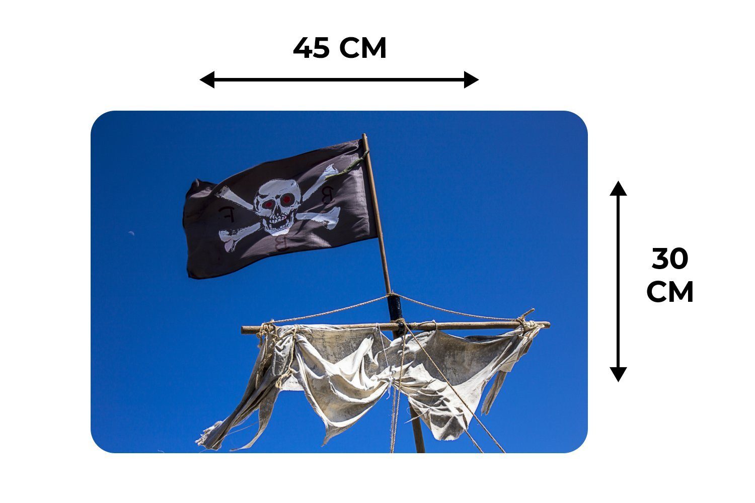 Platzset, Piratenflagge am Mast, Platzdecken, MuchoWow, Platzset, Platzmatte, Schmutzabweisend (6-St), Tischmatten