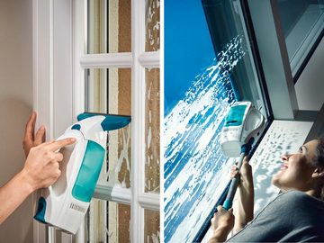 Leifheit Wasch-Sauger Set Fenstersauger Dry & Clean mit Stiel, Einwascher, schmaler Saugdüse