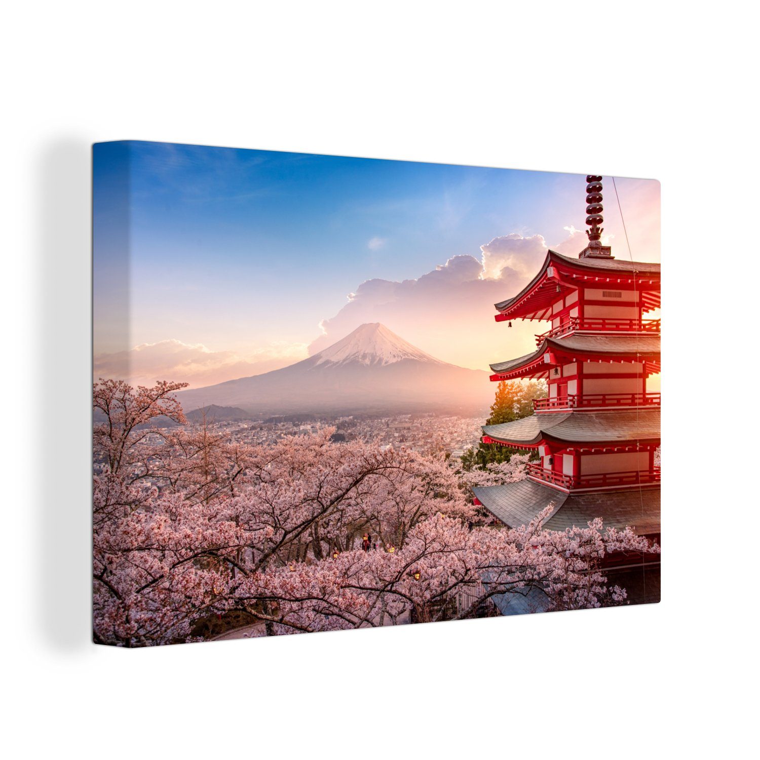 OneMillionCanvasses® Leinwandbild Pagode - Sakura - günstig online kaufen
