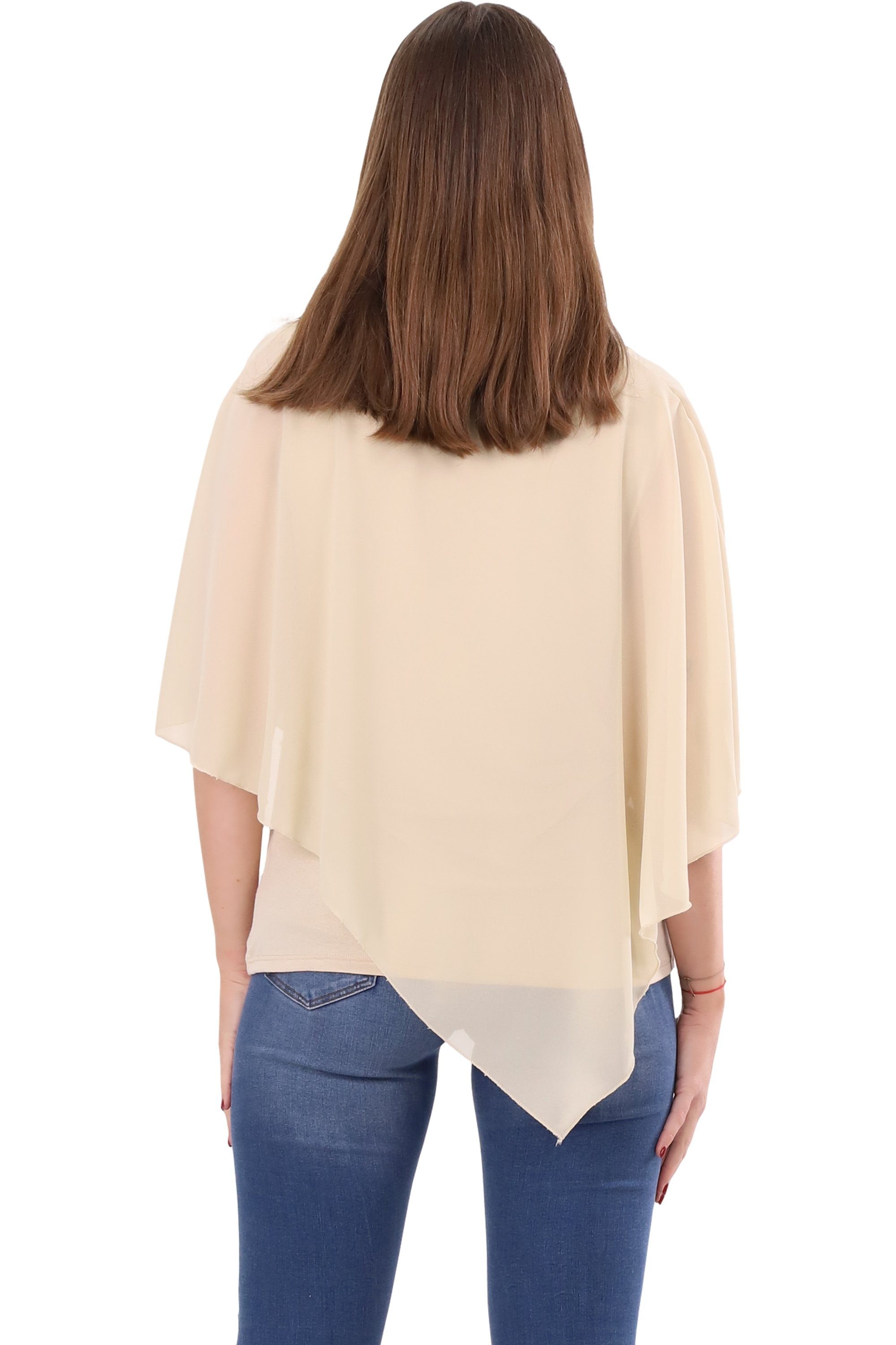 malito more than fashion Chiffonbluse malito Damen Chiffonbluse asymmetrisch 10732 Schlupfbluse Blusenshirt asymmetrisch geschnitten Einheitsgröße