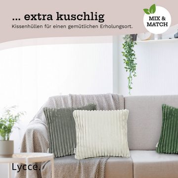 Lycce Dekokissen Kissenbezug Deluxe aus extra breitem, flauschigem Cordstoff 50x50cm