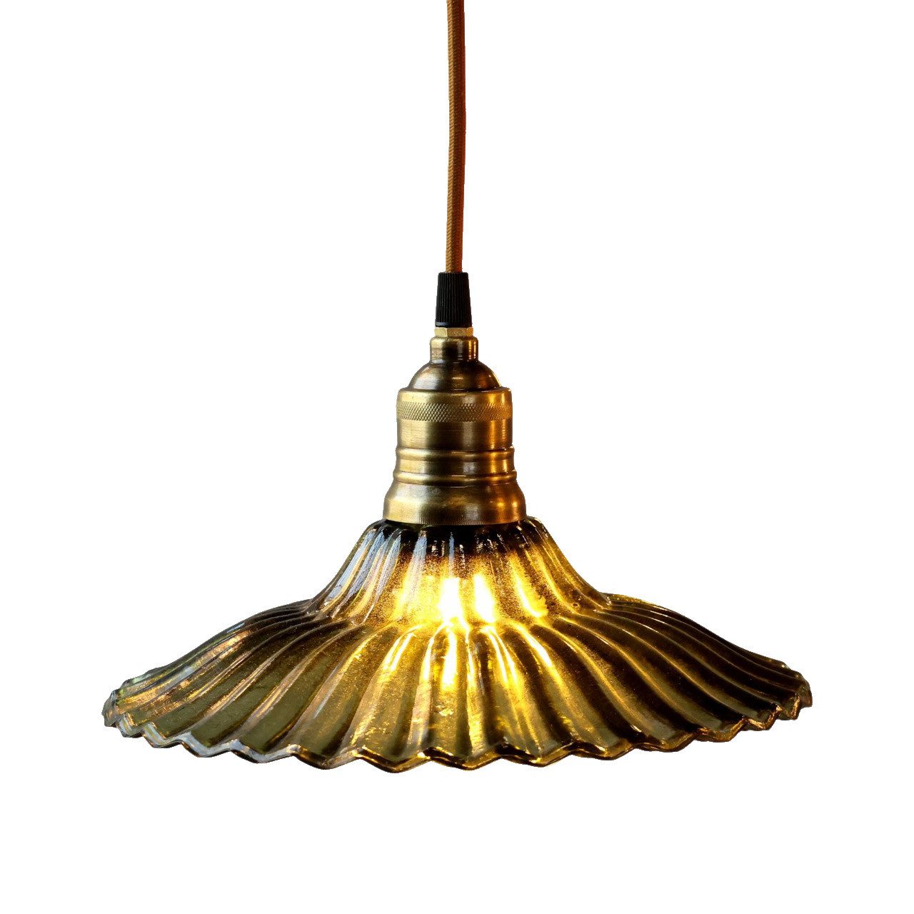 Vintagehaus Hängeleuchte Vintage Hängelampe Jardin Glas Messingfassung Modell 3 Grün