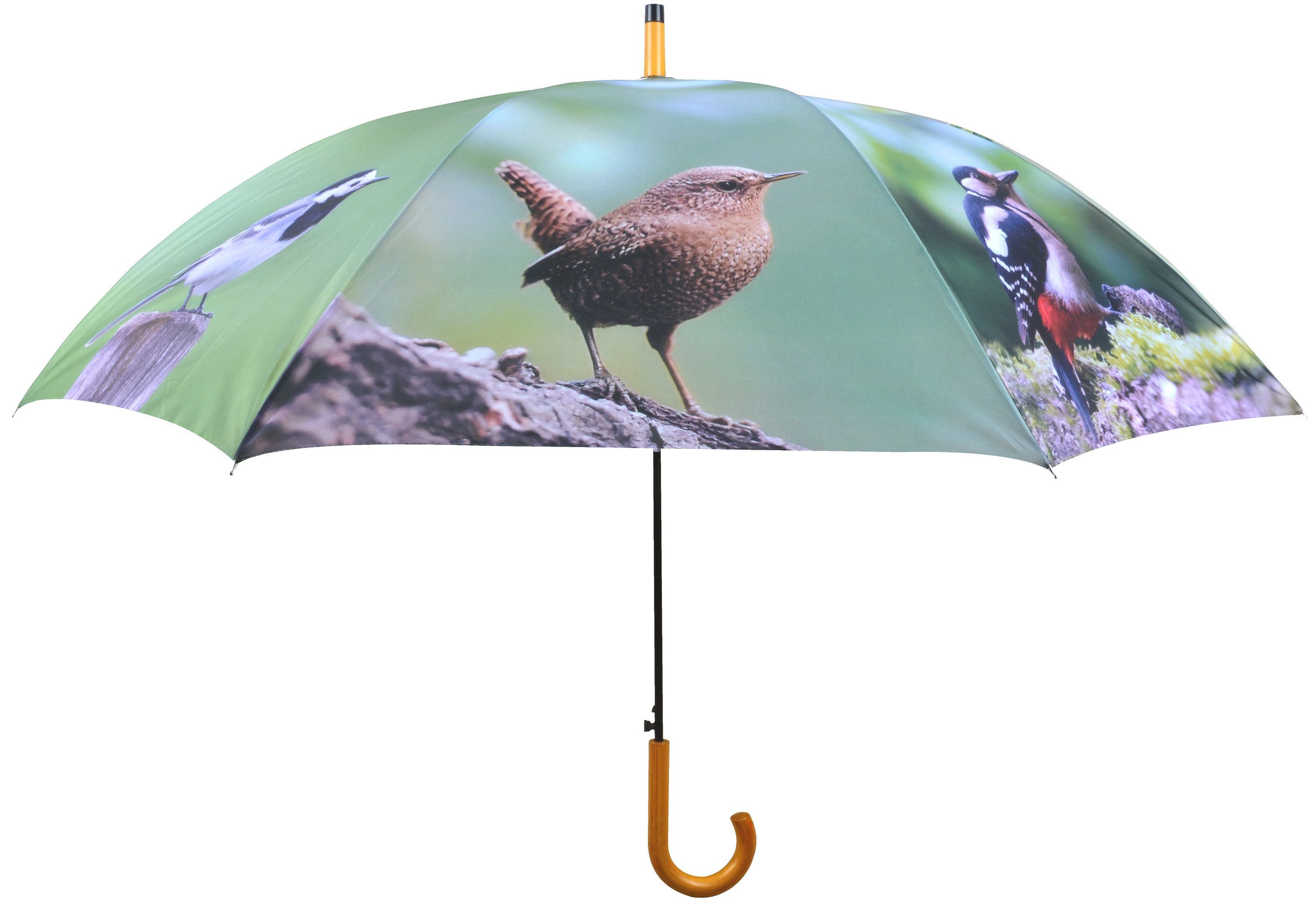esschert design Stockregenschirm Regenschirm mit Vogel Motiven, automatischer Öffnungsmechanismus
