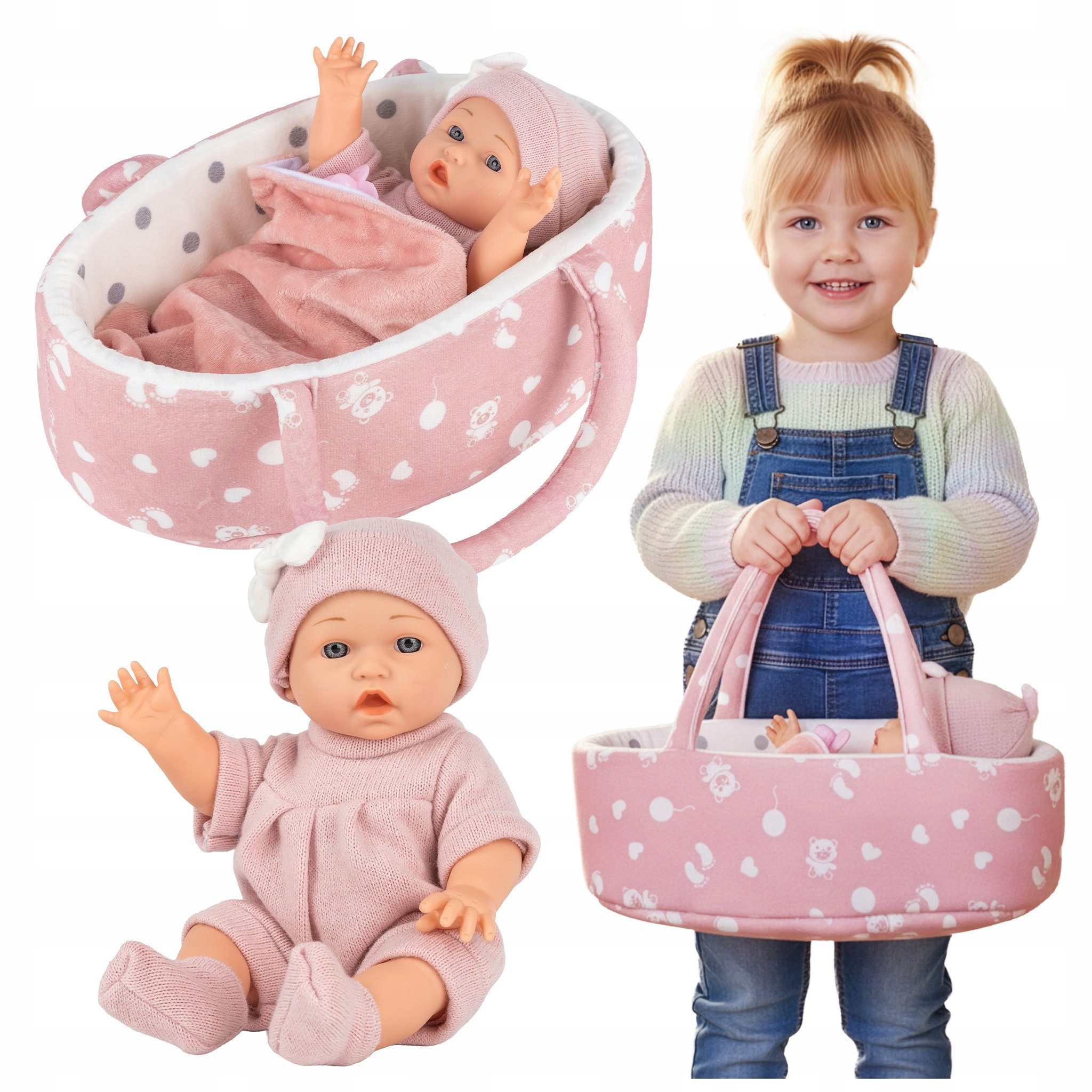 Kinderplay Dolls & Strollers Babypuppe Puppe mit Tragebett – Erste Babypupp günstig online kaufen