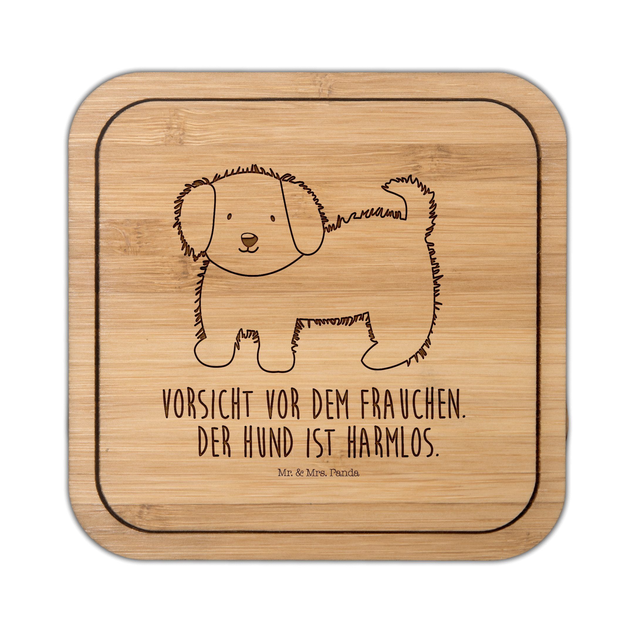 Mr. & Mrs. Panda Getränkeuntersetzer Hund flauschig - Transparent - Geschenk, Untersetzer Gläser, Unterset, 1-tlg.