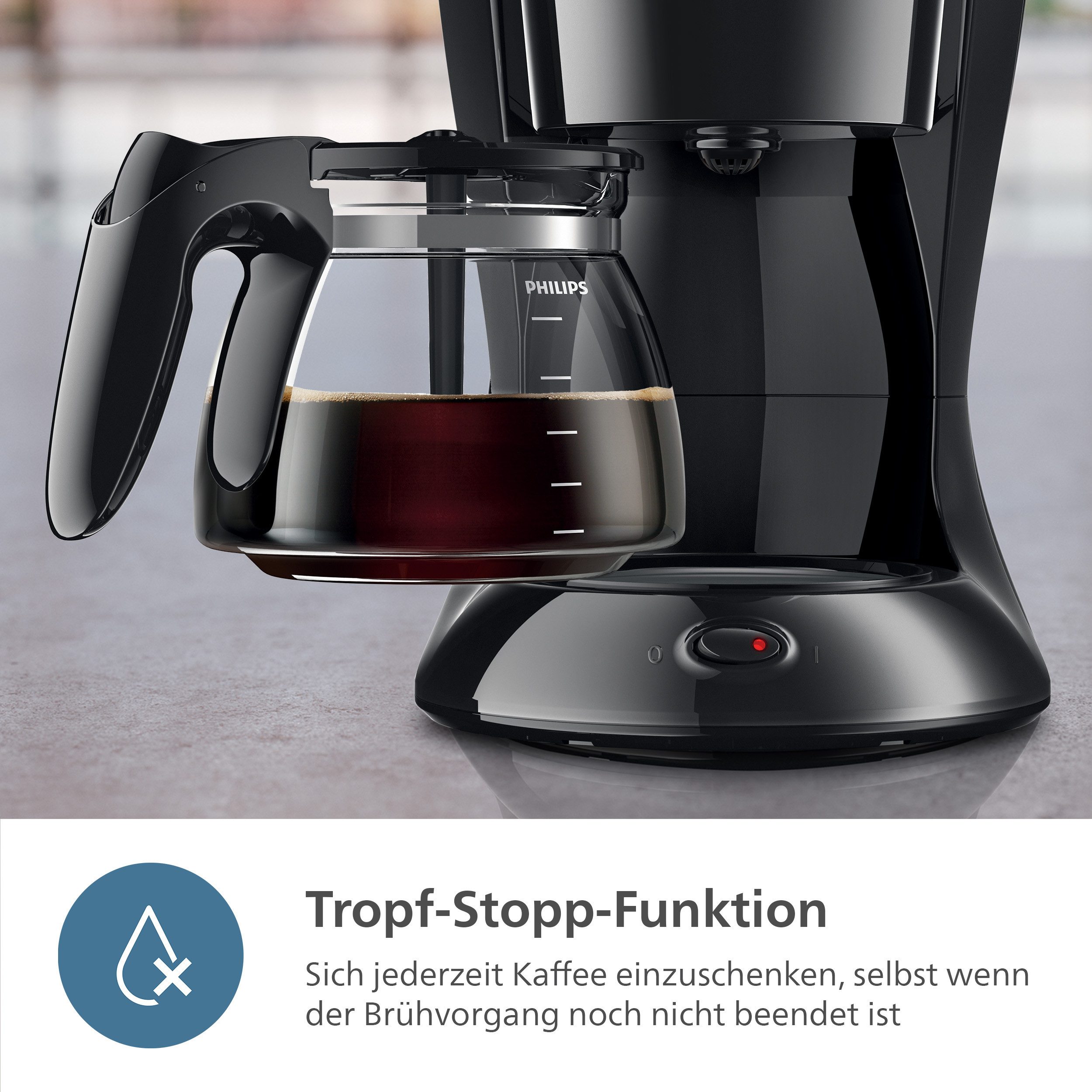 Philips Filterkaffeemaschine HD7461/20 Daily Collection, 1,2l Kaffeekanne, Papierfilter 1x4, Aroma-Twister, Tropfstopp, Abschaltautomatik, Schwarz