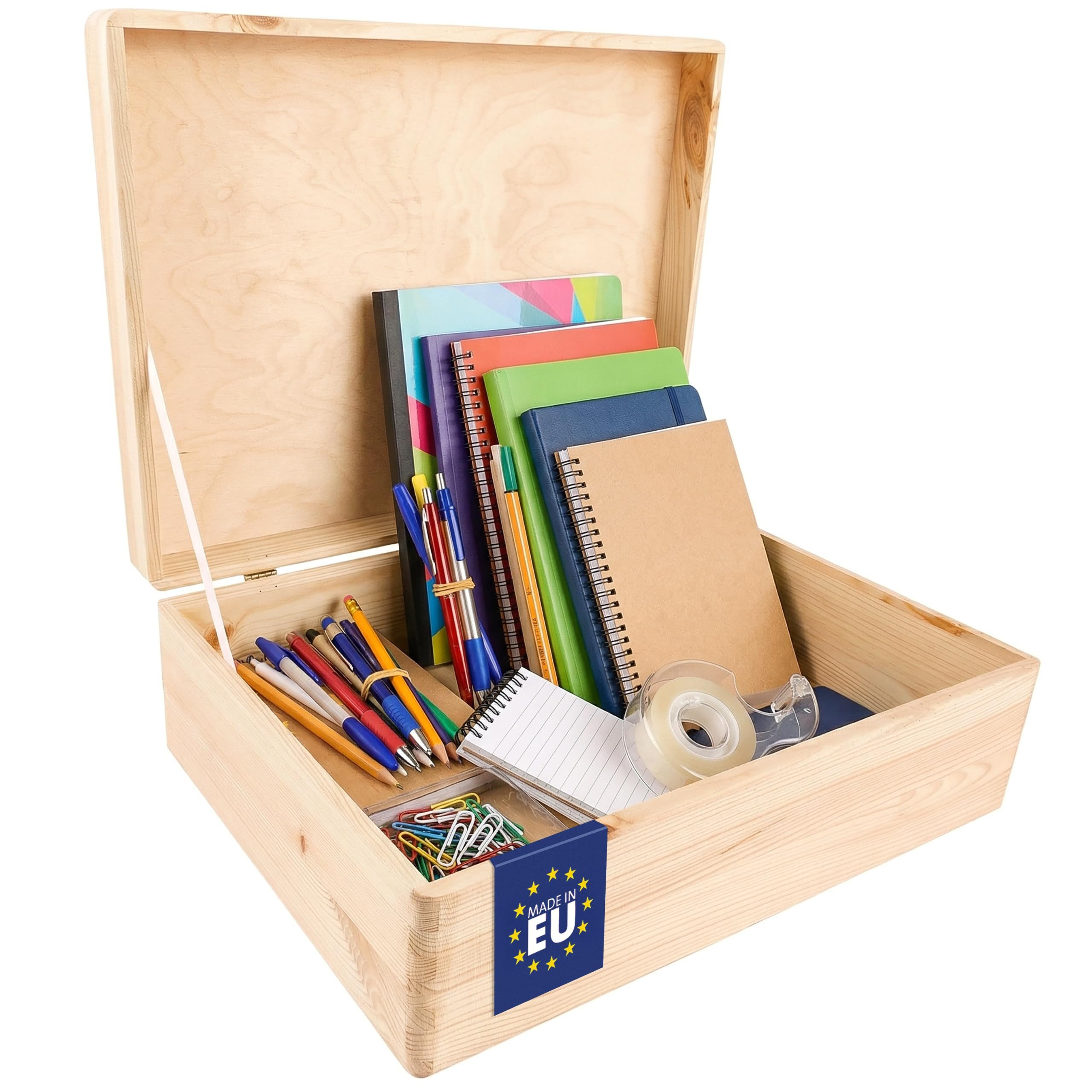 Creative Deco Holzkiste Holzkiste mit Deckel 40x30x14 cm Erinnerungsbox Baby